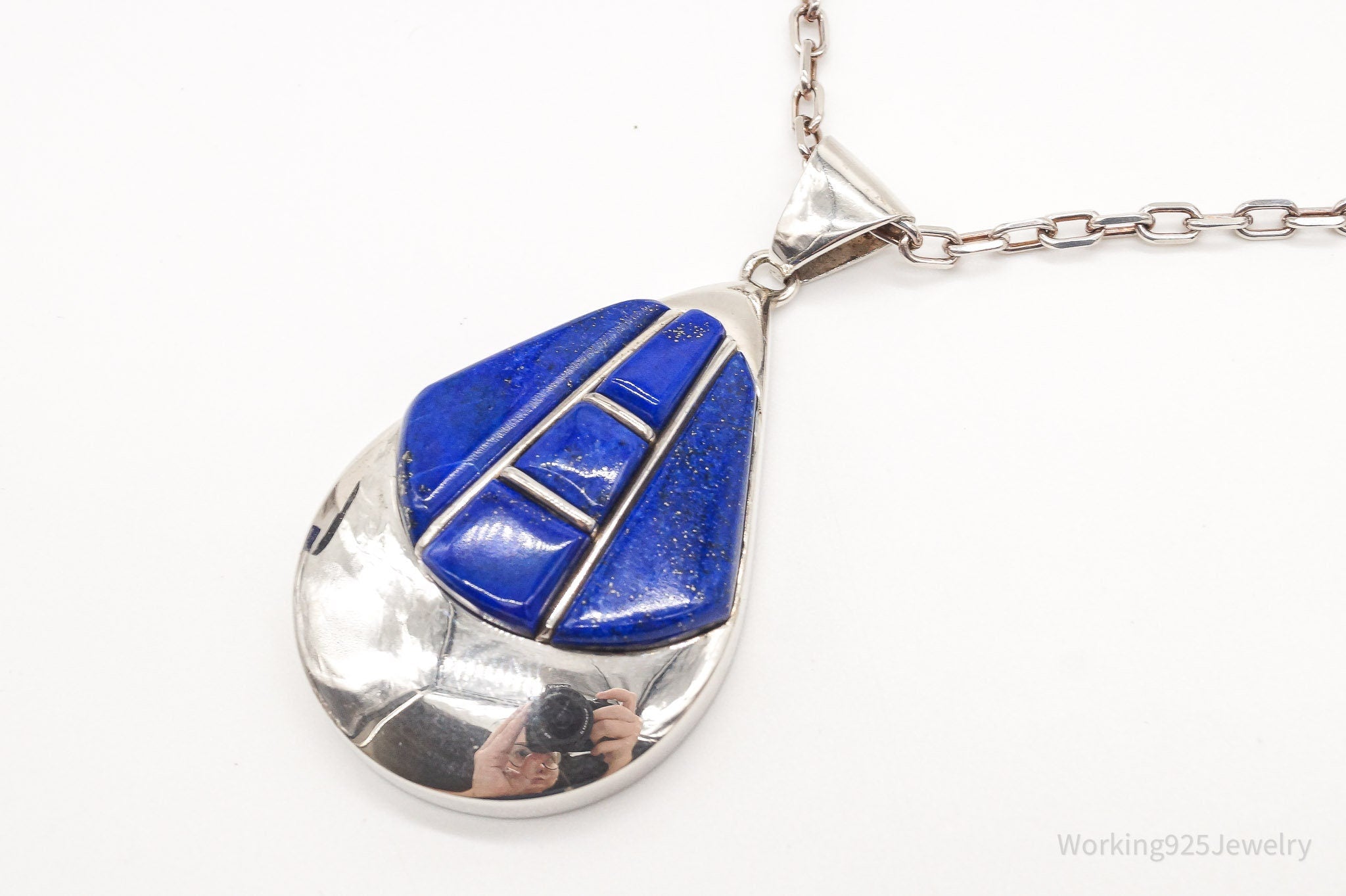 Vintage Artisan SJI Lazuli Lazuli Inlay Sterling Silver Necklace