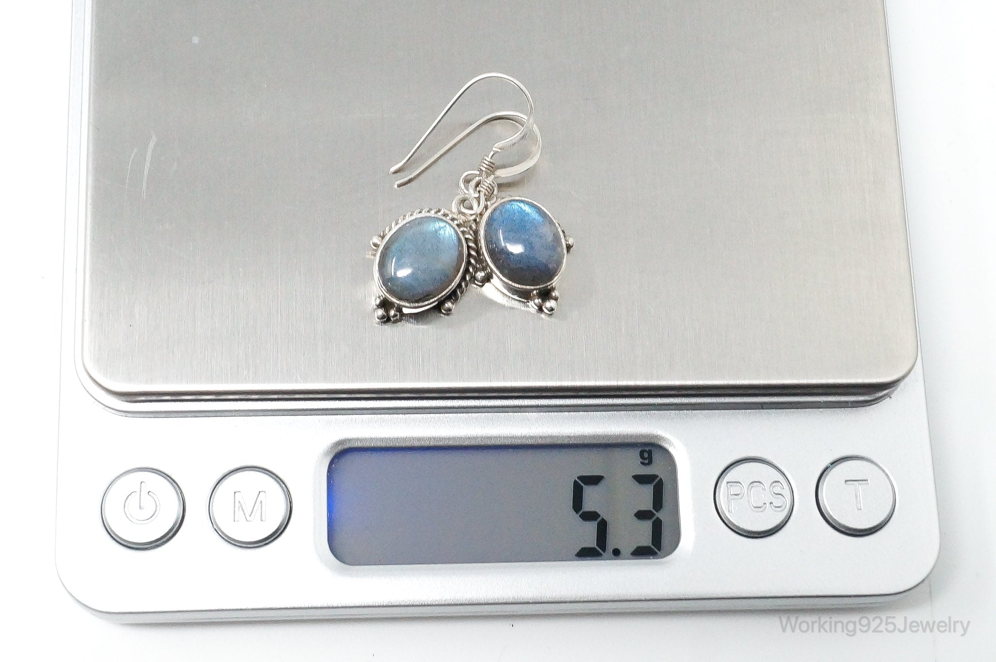 Vintage Labradorite Bali Inspired Sterling Silver Earrings