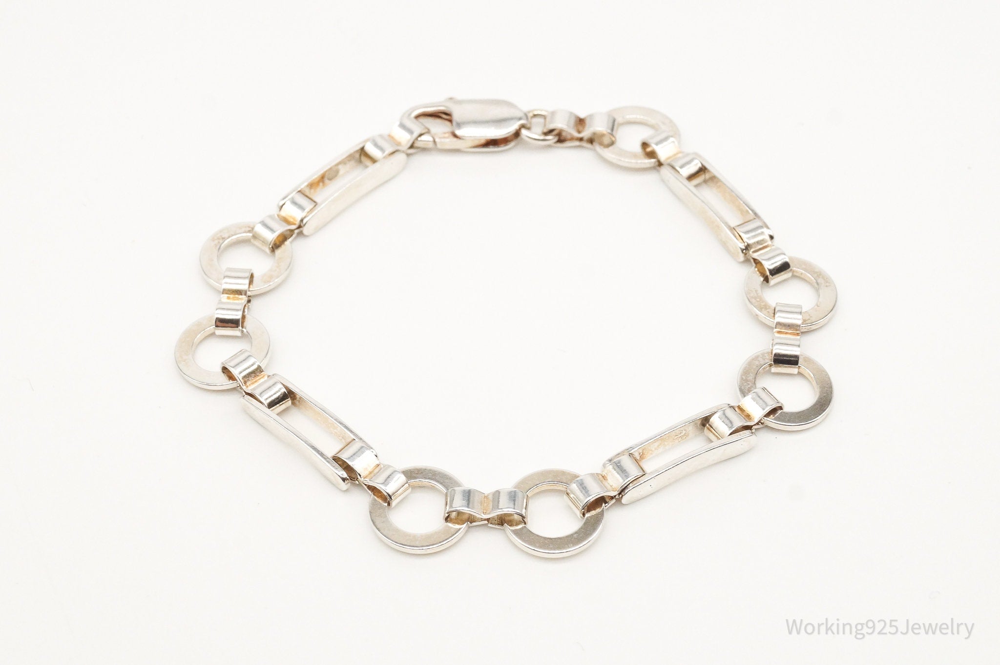 Vintage Italy Modernist Link Sterling Silver Bracelet