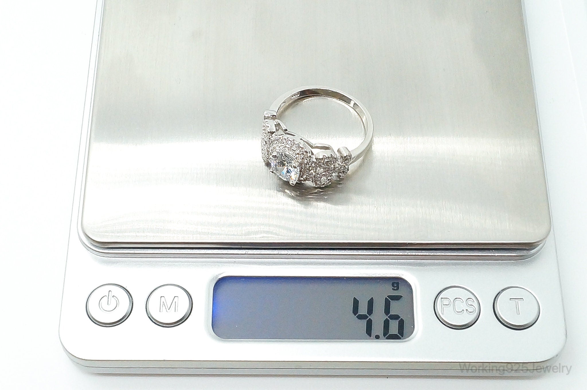 Cubic Zirconia Sterling Silver Ring - Size 10.25