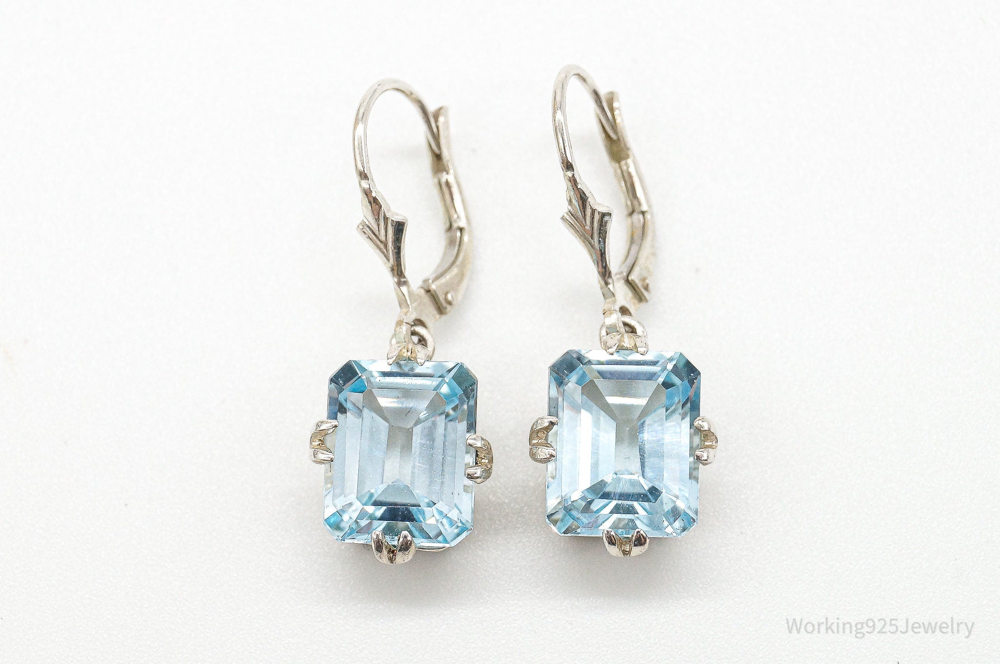 Designer CNA Blue Topaz Sterling Silver Earrings