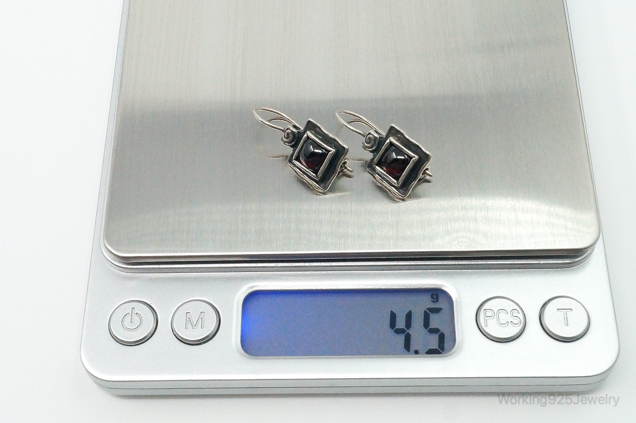 Designer Silpada Rhodonite Garnet Square Sterling Silver Earrings