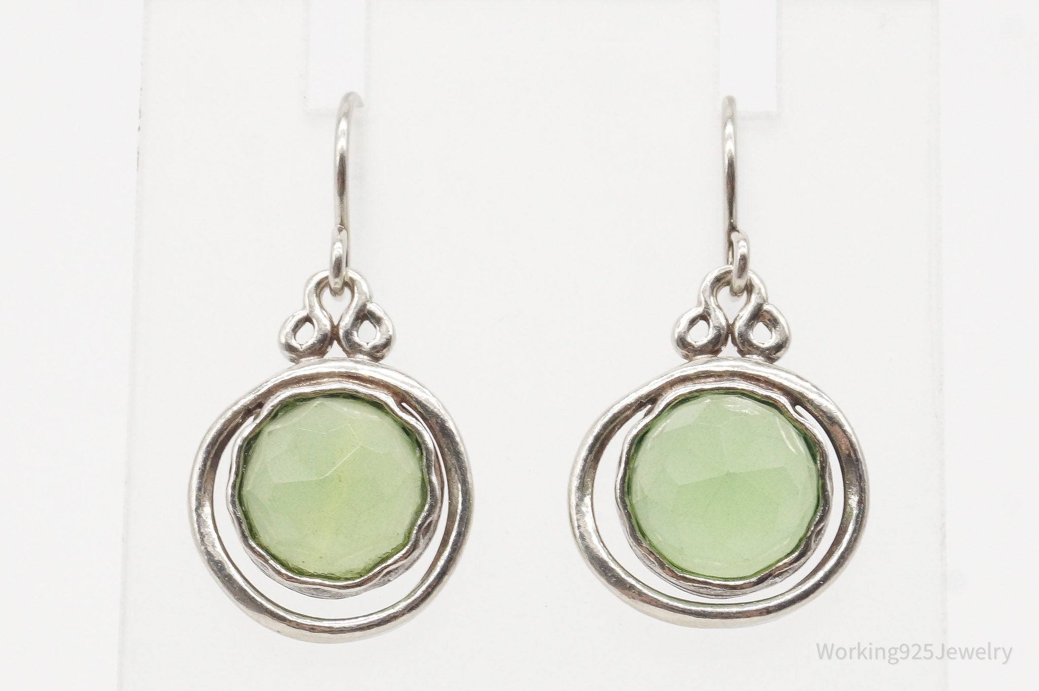 Vintage Green Chalcedony Sterling Silver Earrings