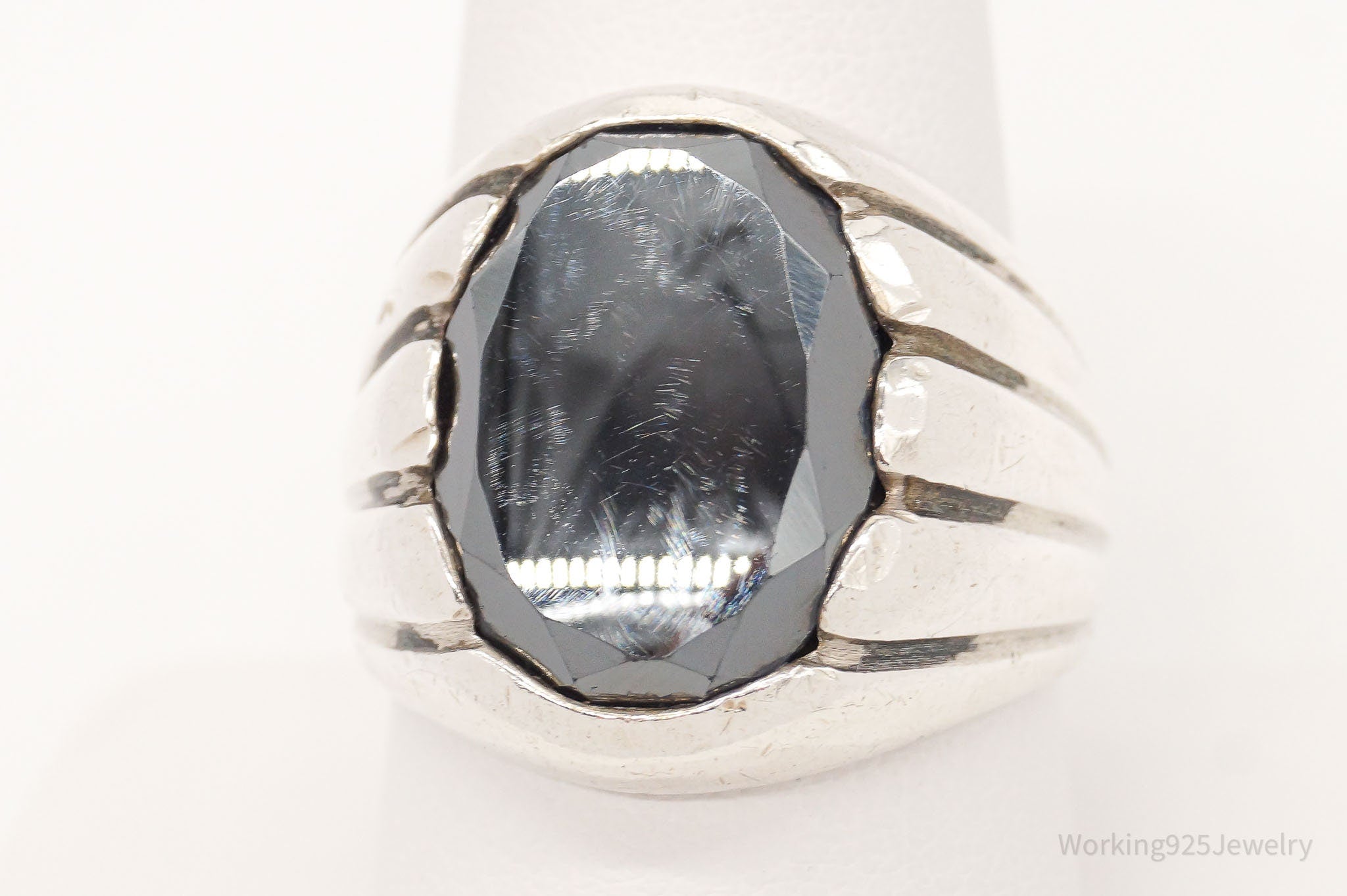 Vintage Designer WM Co Hematite Sterling Silver Ring - Size 10