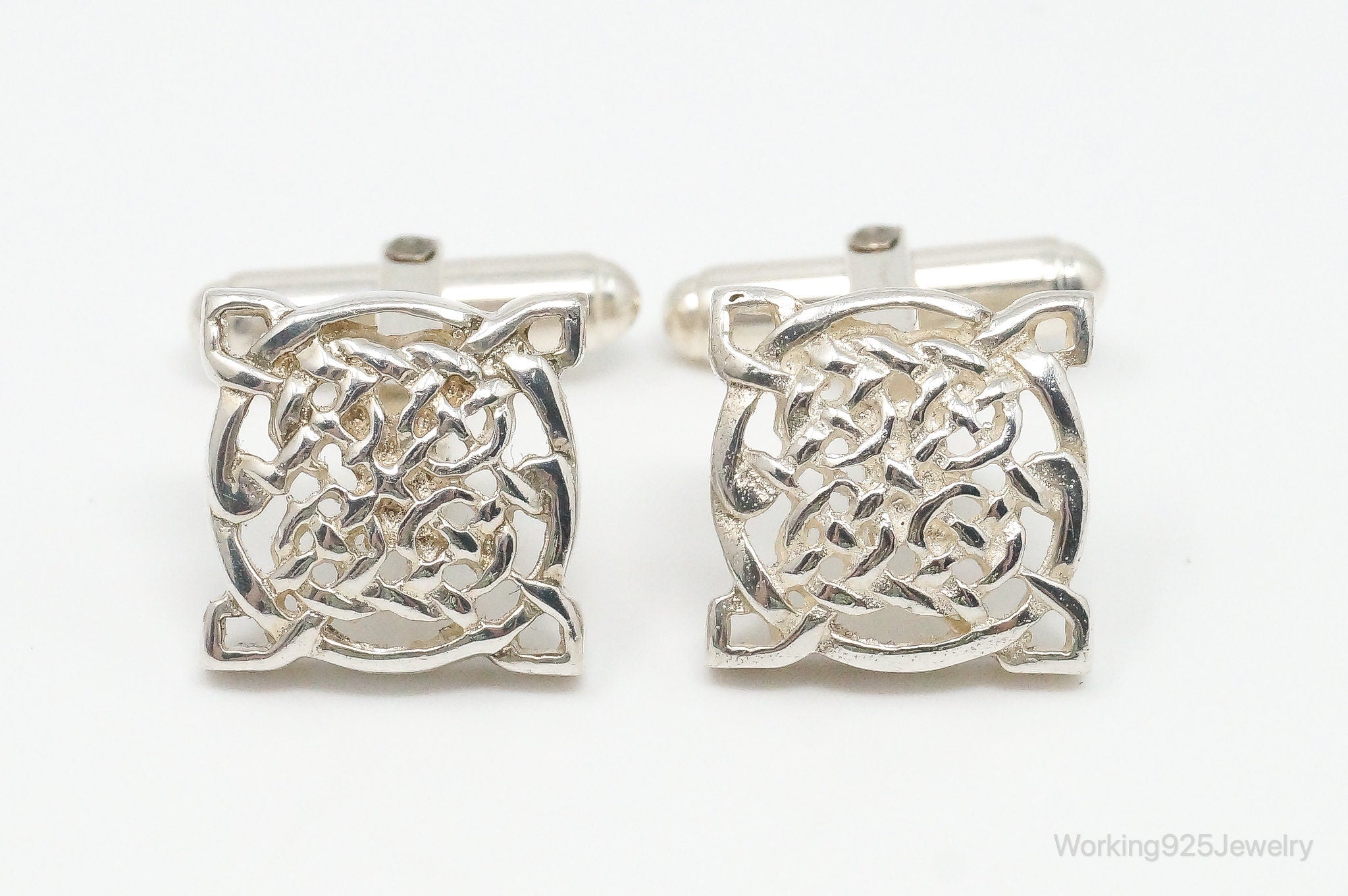 Vintage Celtic Knot Sterling Silver Cuff Links