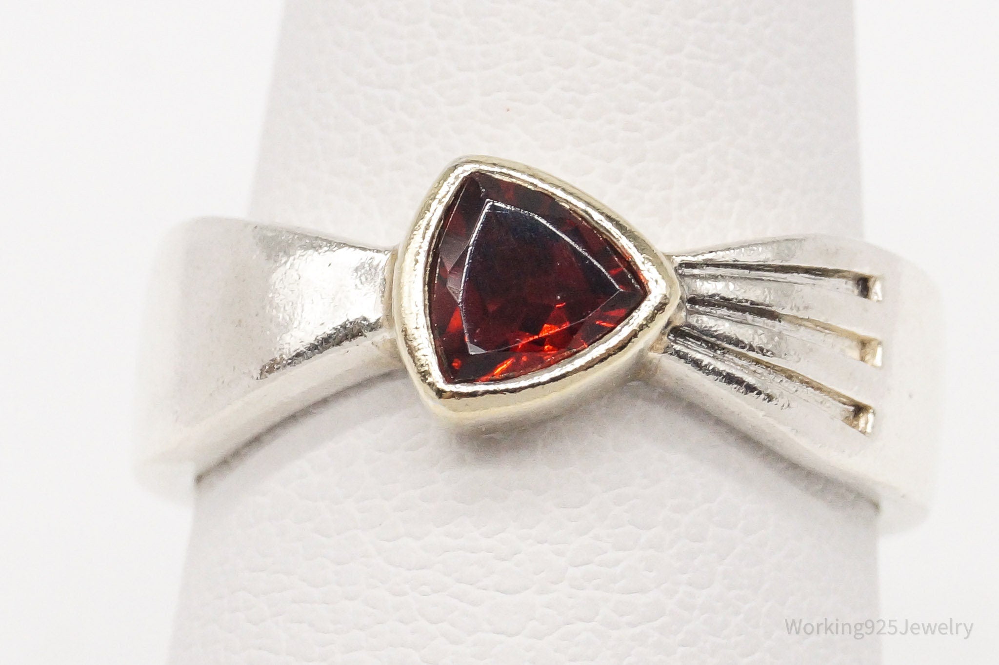 Vintage Garnet Gold Sterling Silver Ring - Size 6