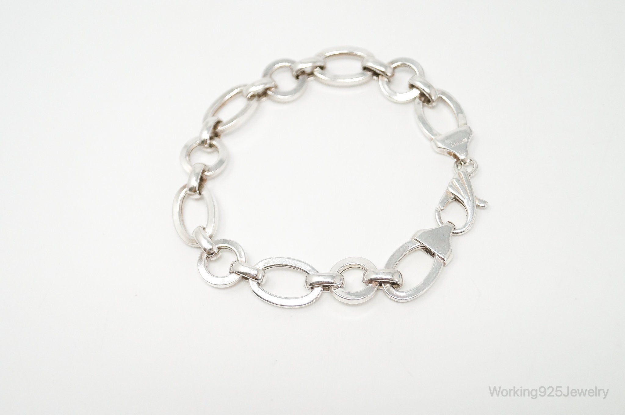 Vintage Italy Designer Oval Link Sterling Silver Bracelet