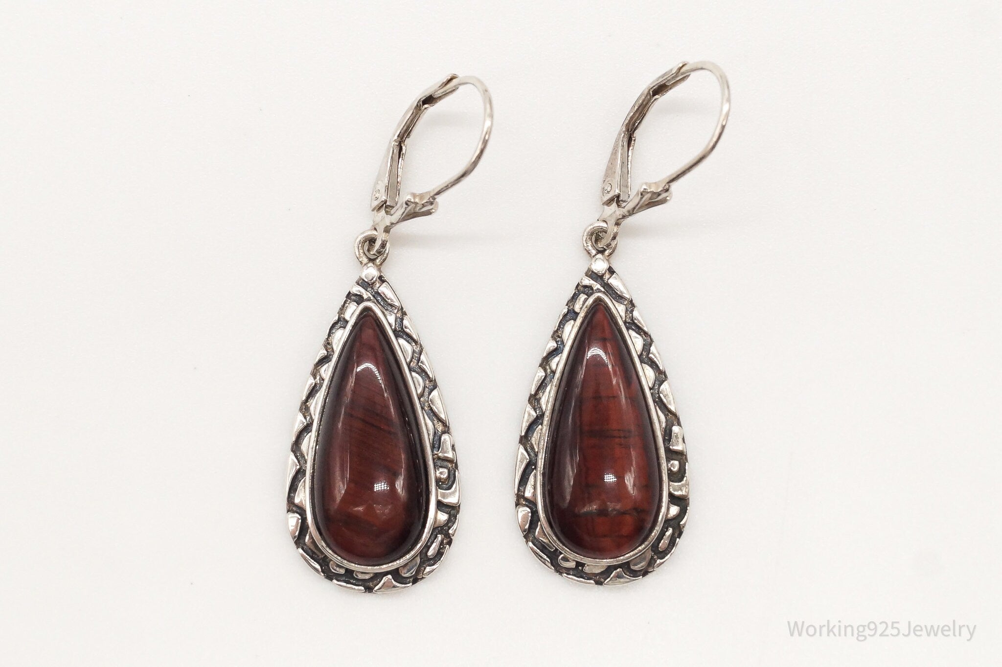 Designer Whitney Kelly WK Red Tigers Eye Sterling Silver Earrings