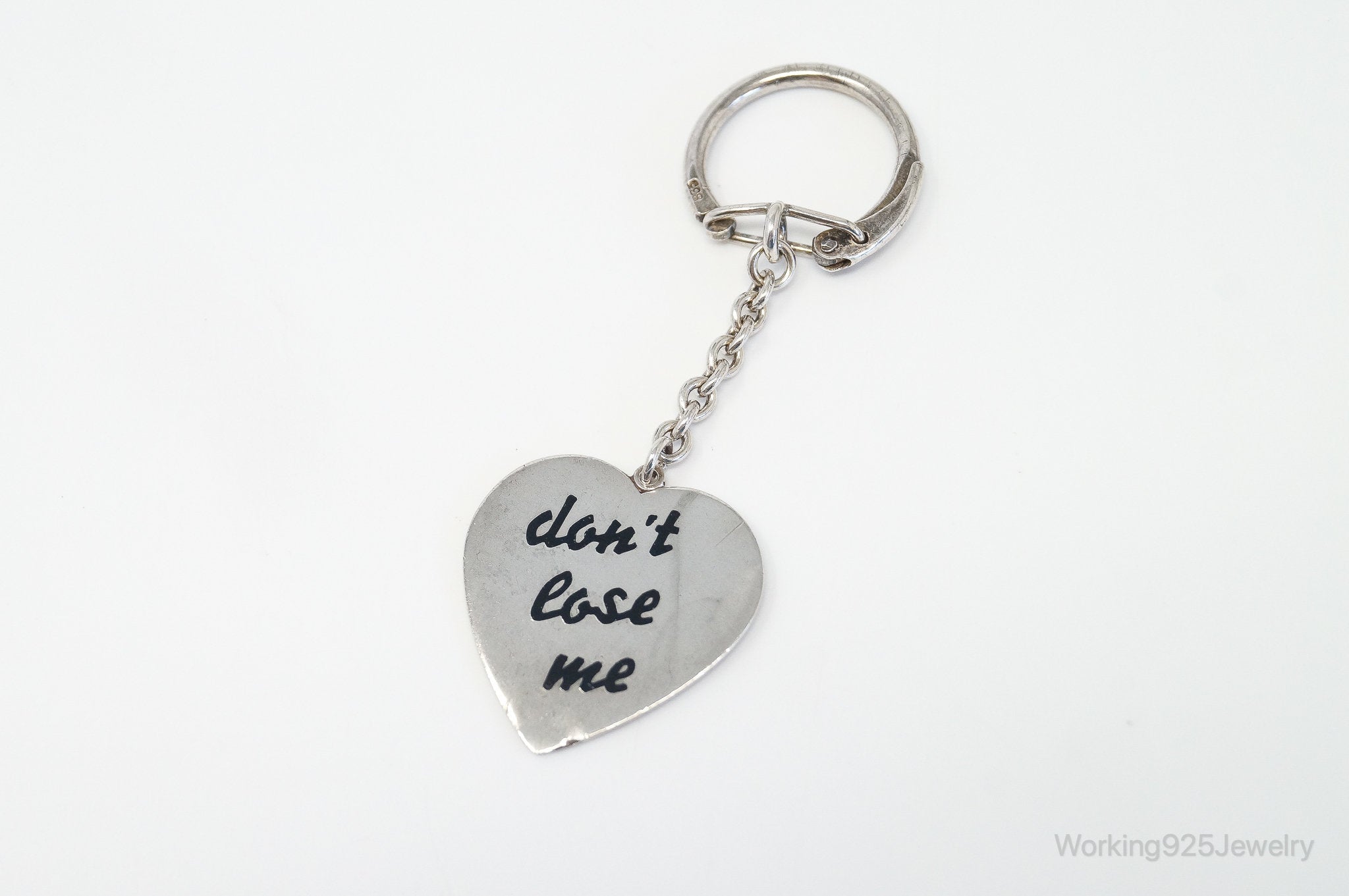 Vintage Don't Lose Me Heart 835 Silver Collectible Keychain