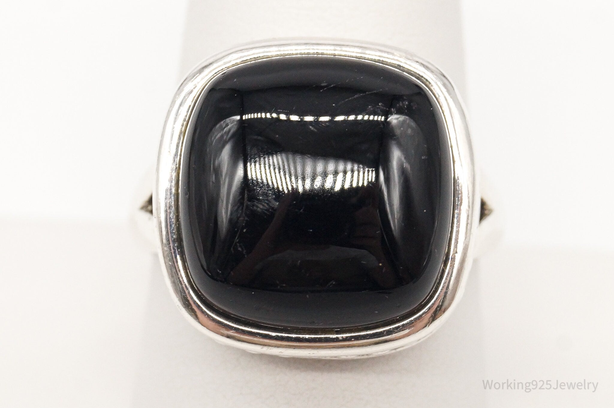 Vintage Black Onyx Sterling Silver Ring - Size 9