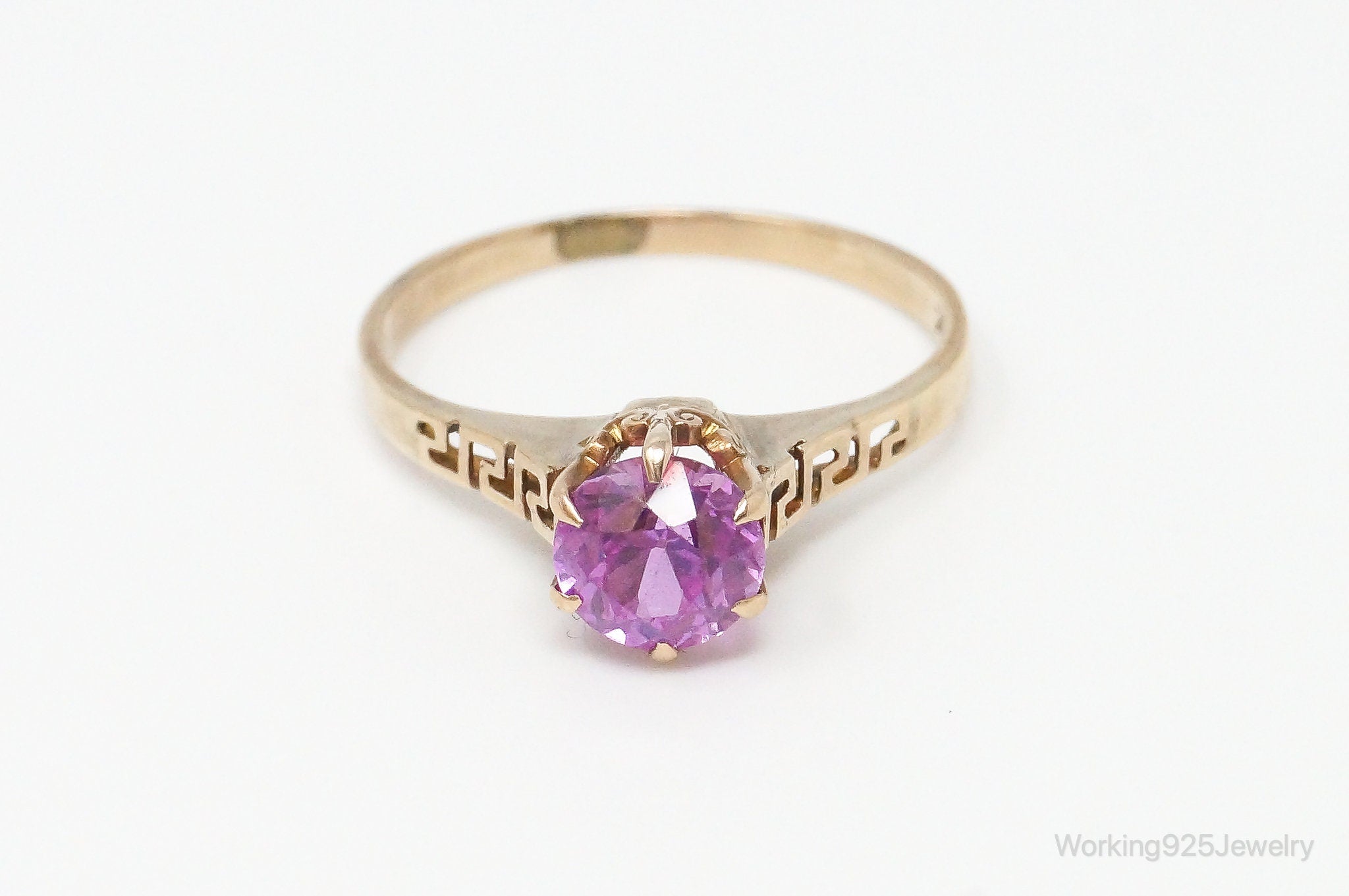 Antique Pink Sapphire 10K Gold Ring 4.75