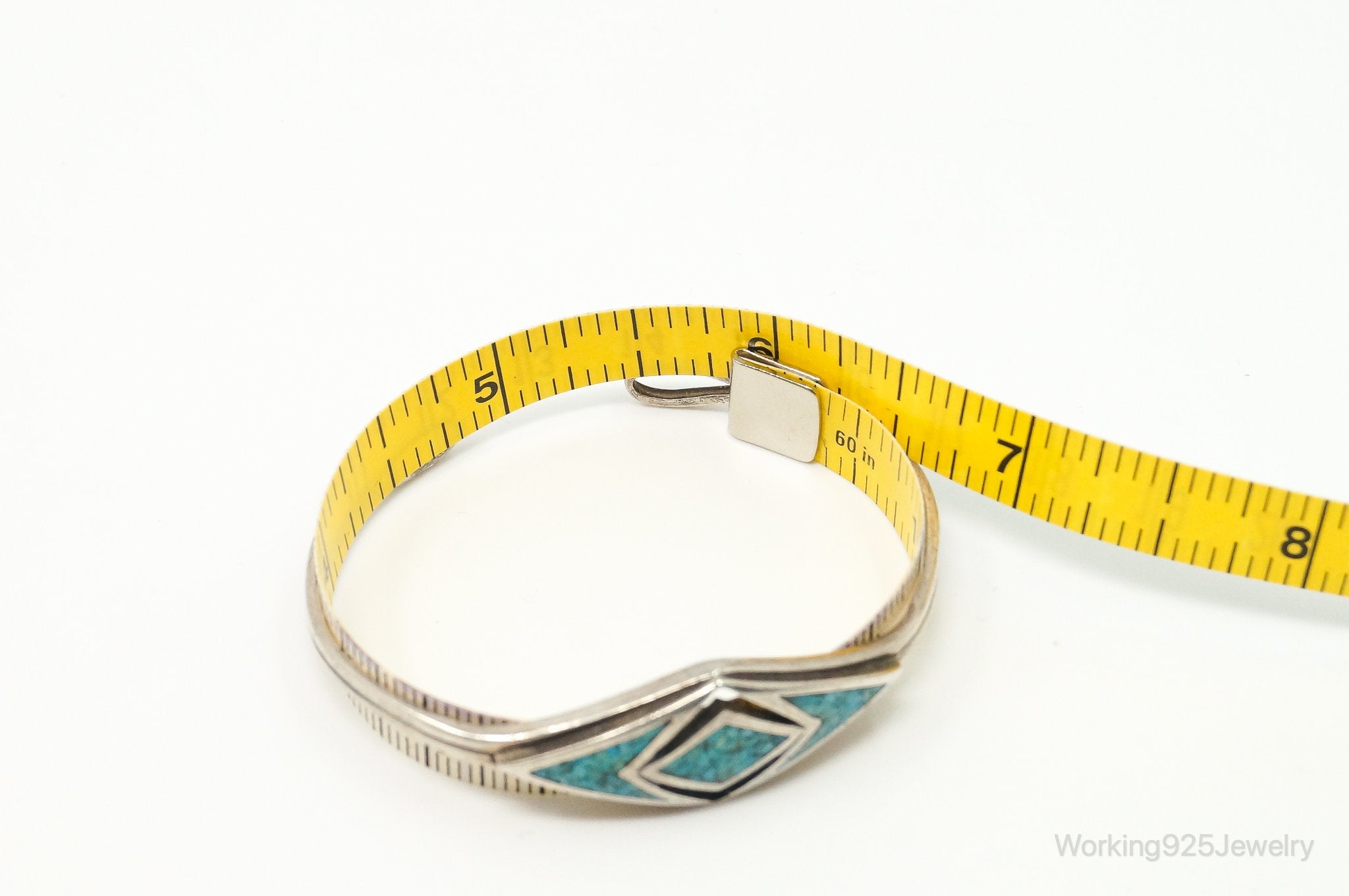 Vintage Handmade Native American Turquoise Sterling Silver Cuff Bracelet