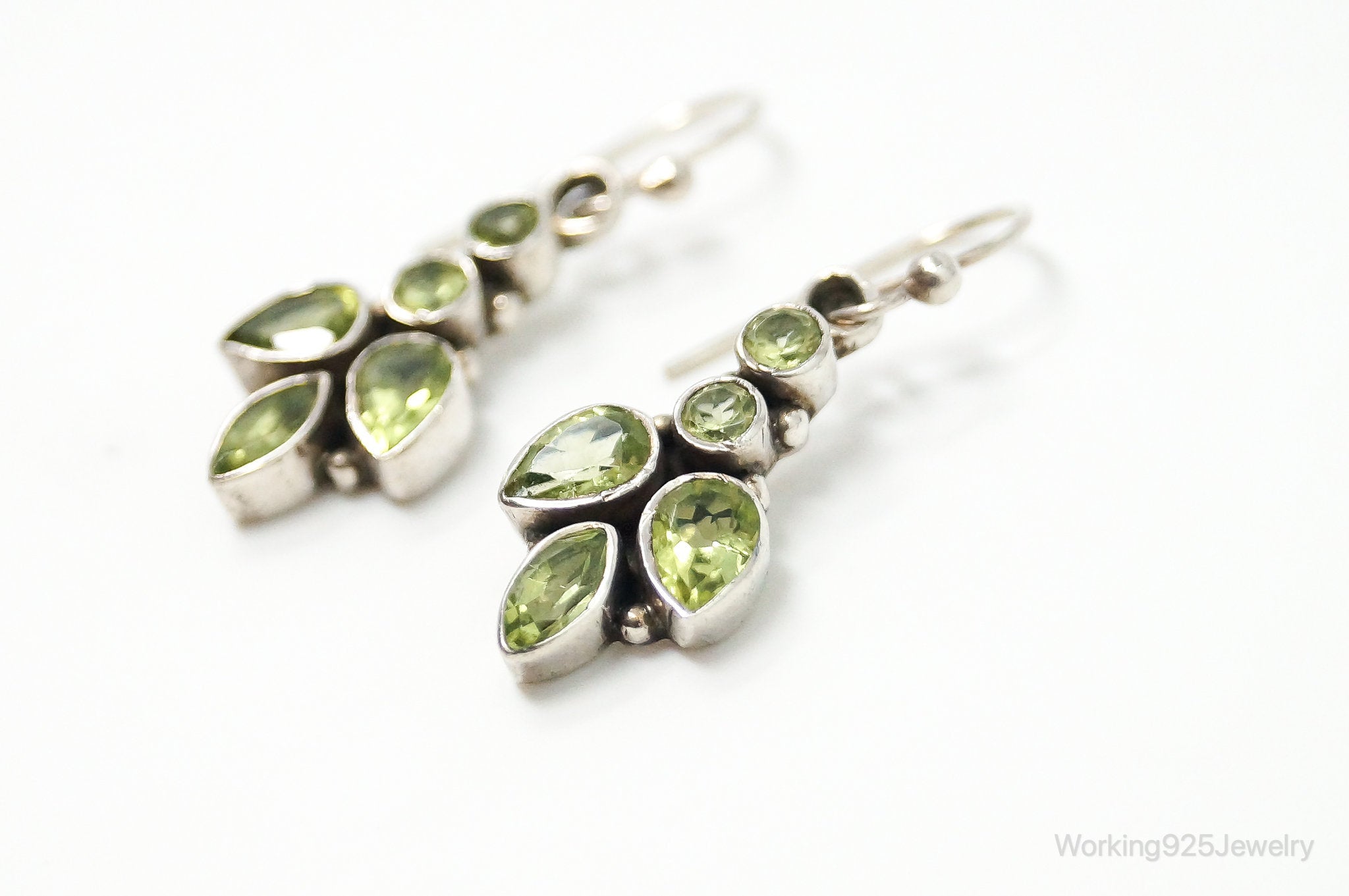 Vintage India Designer Peridot Sterling Silver Earrings