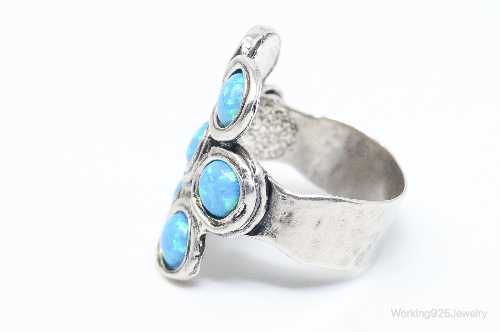 QVC Designer Regina Lane Blue Opal Sterling Silver Ring - SZ 10.25