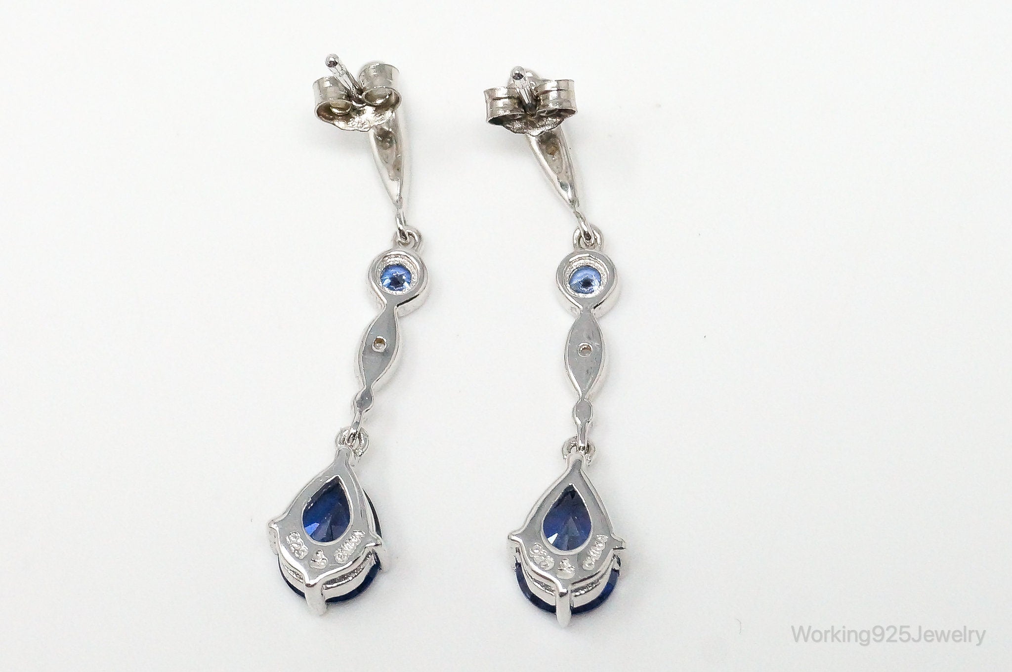 Iolite Cubic Zirconia Art Deco Sterling Silver Earrings