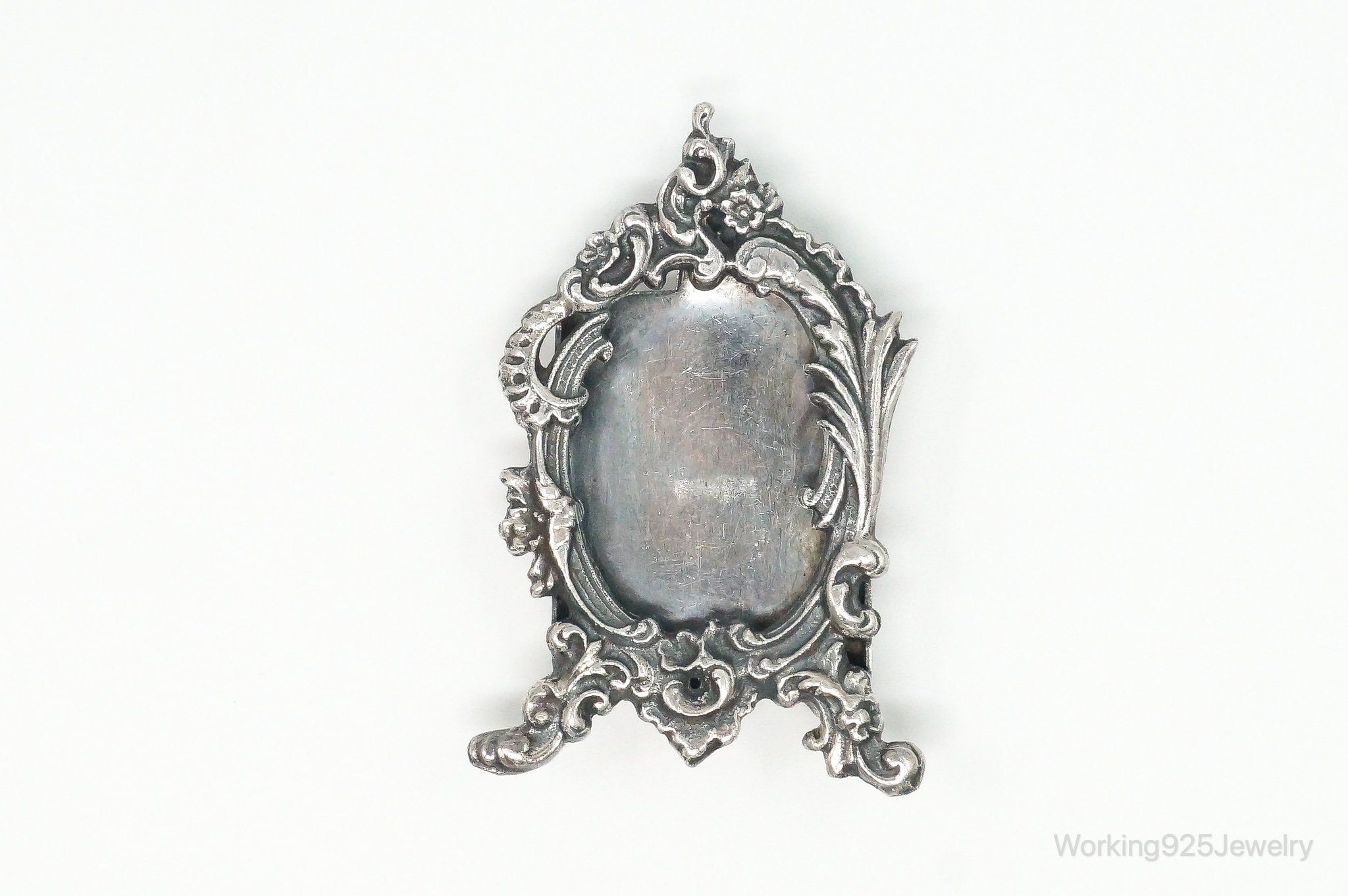 Antique Photo Picture Frame Sterling Silver Brooch Pin