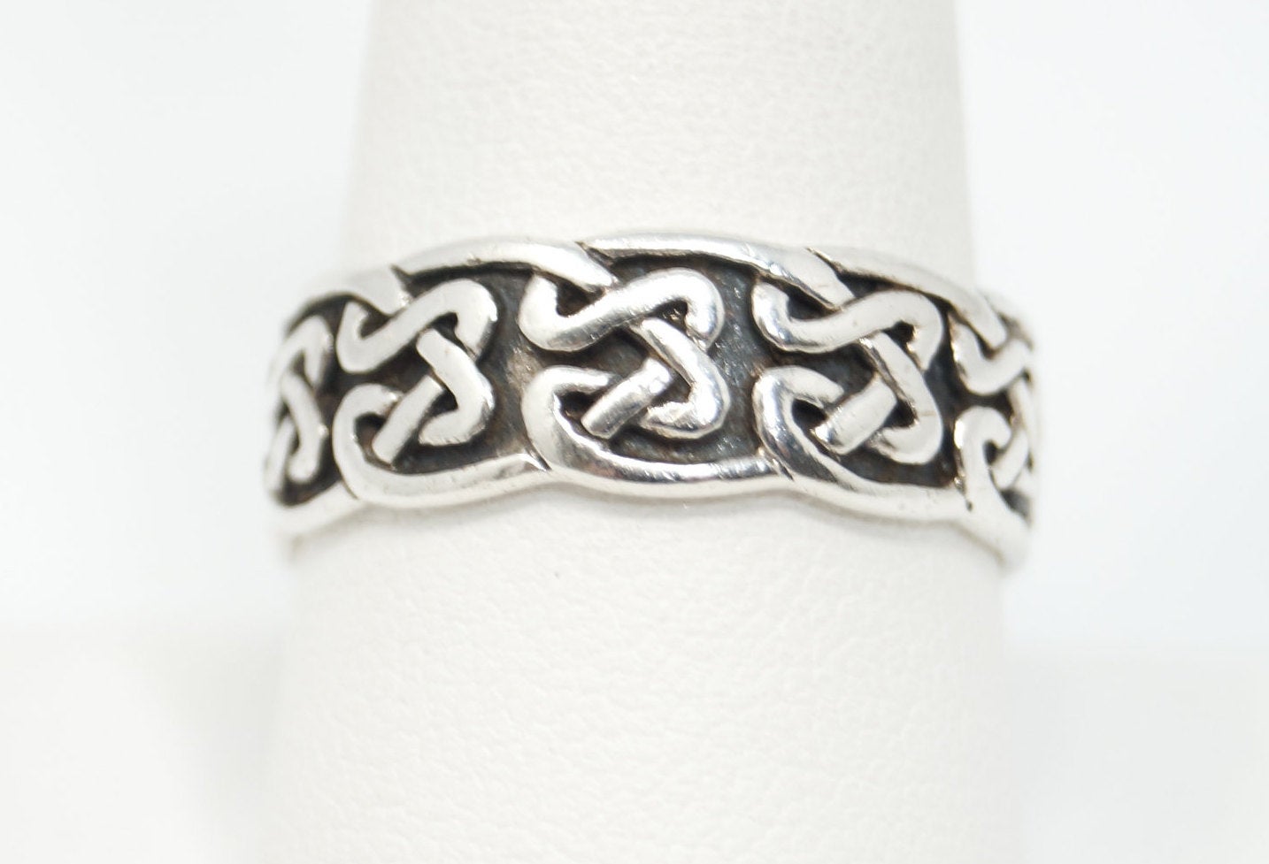 Vintage Designer PSCL Celtic Knot Design Sterling Silver Band Ring - Sz 9.75