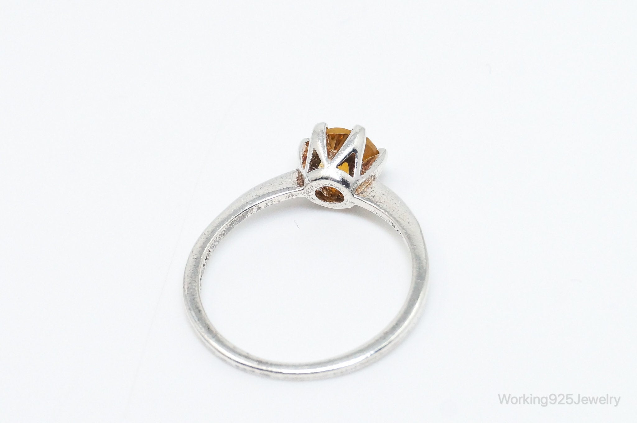 Vintage Designer RJ Citrine Sterling Silver Ring - SZ 6.75