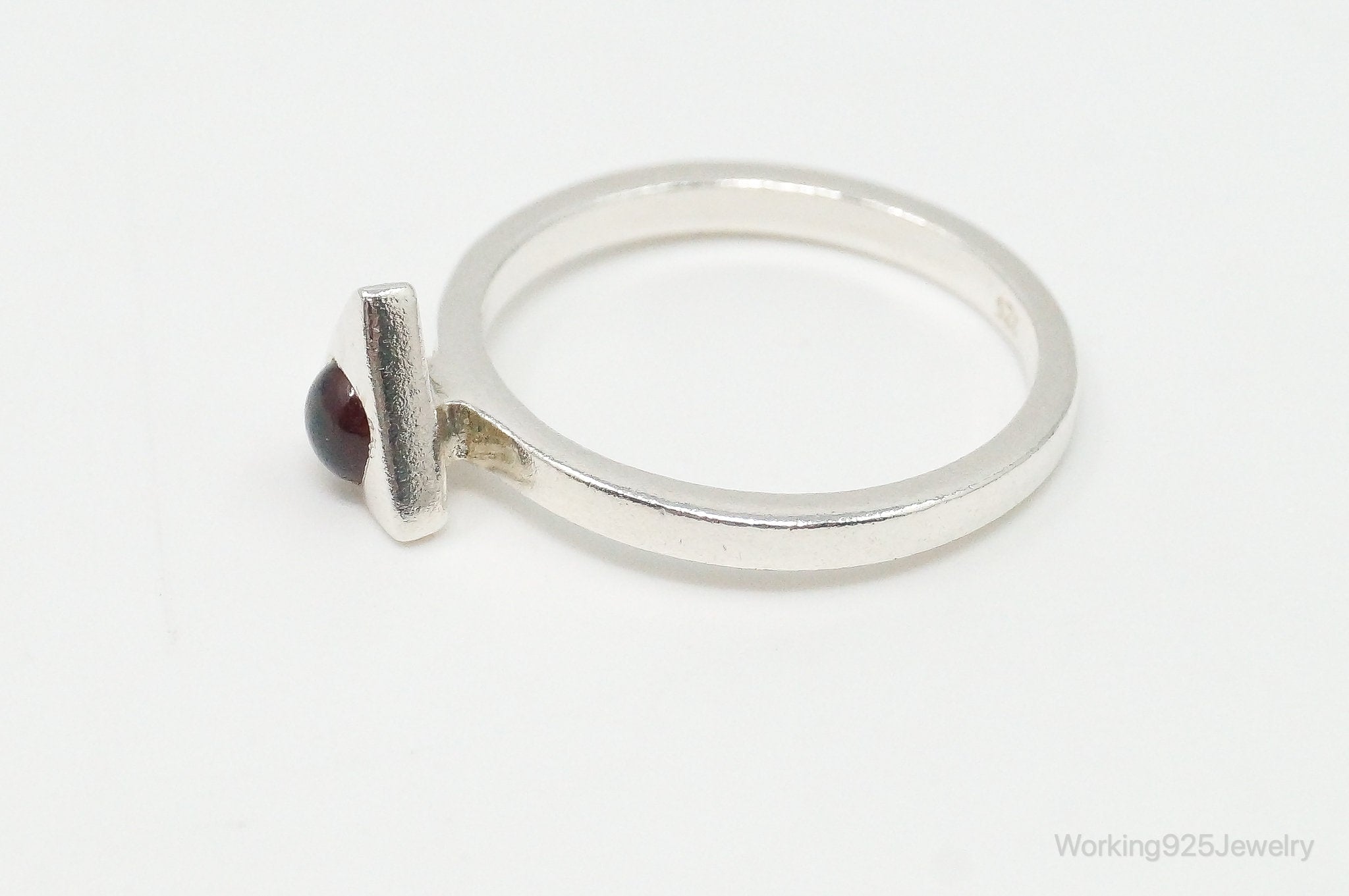 Vintage Garnet Sterling Silver Ring - Size 7