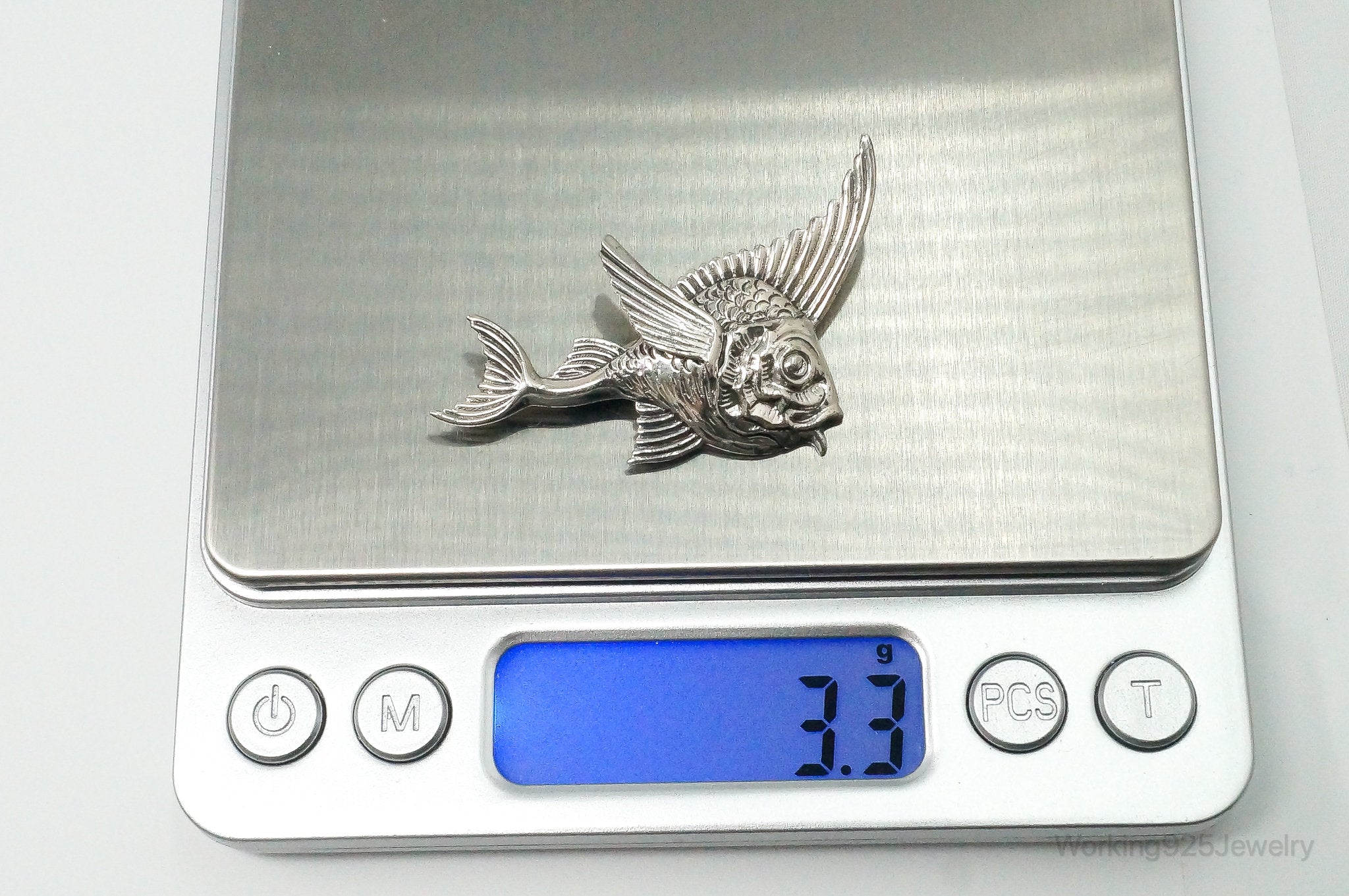 Vintage Fish Sterling Silver Brooch Pin