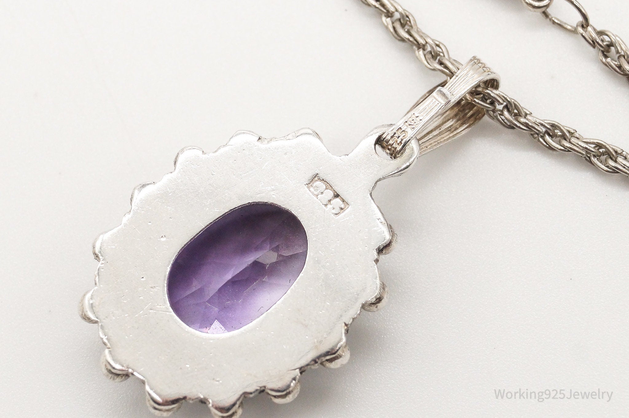 Vintage Amethyst Sterling Silver Chain Necklace