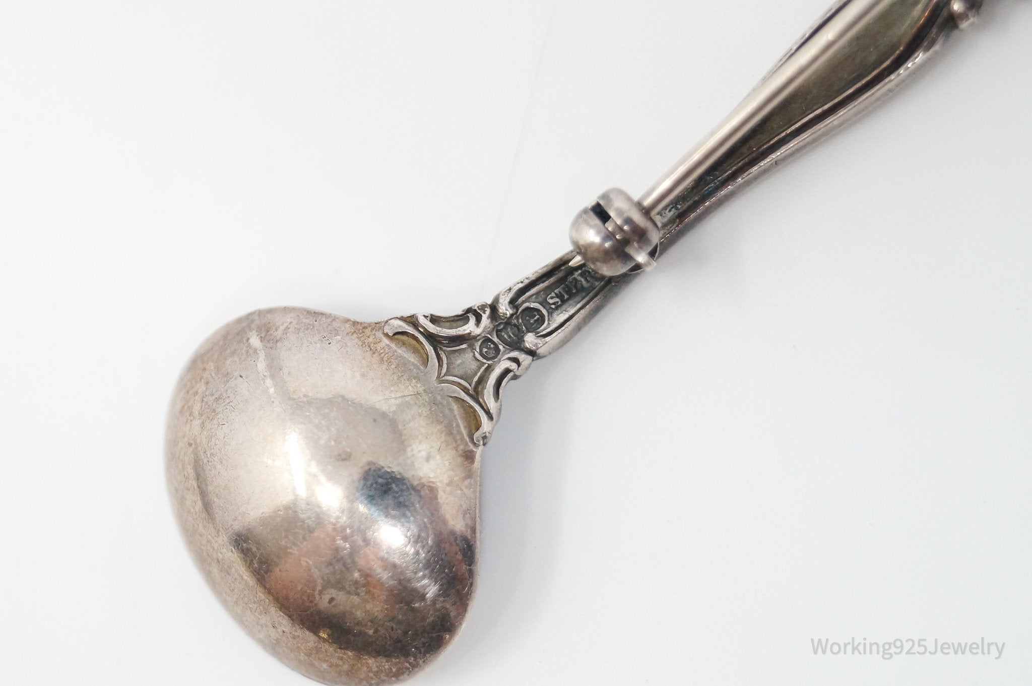 Antique GORHAM Floral Spoon Sterling Silver Brooch Pin