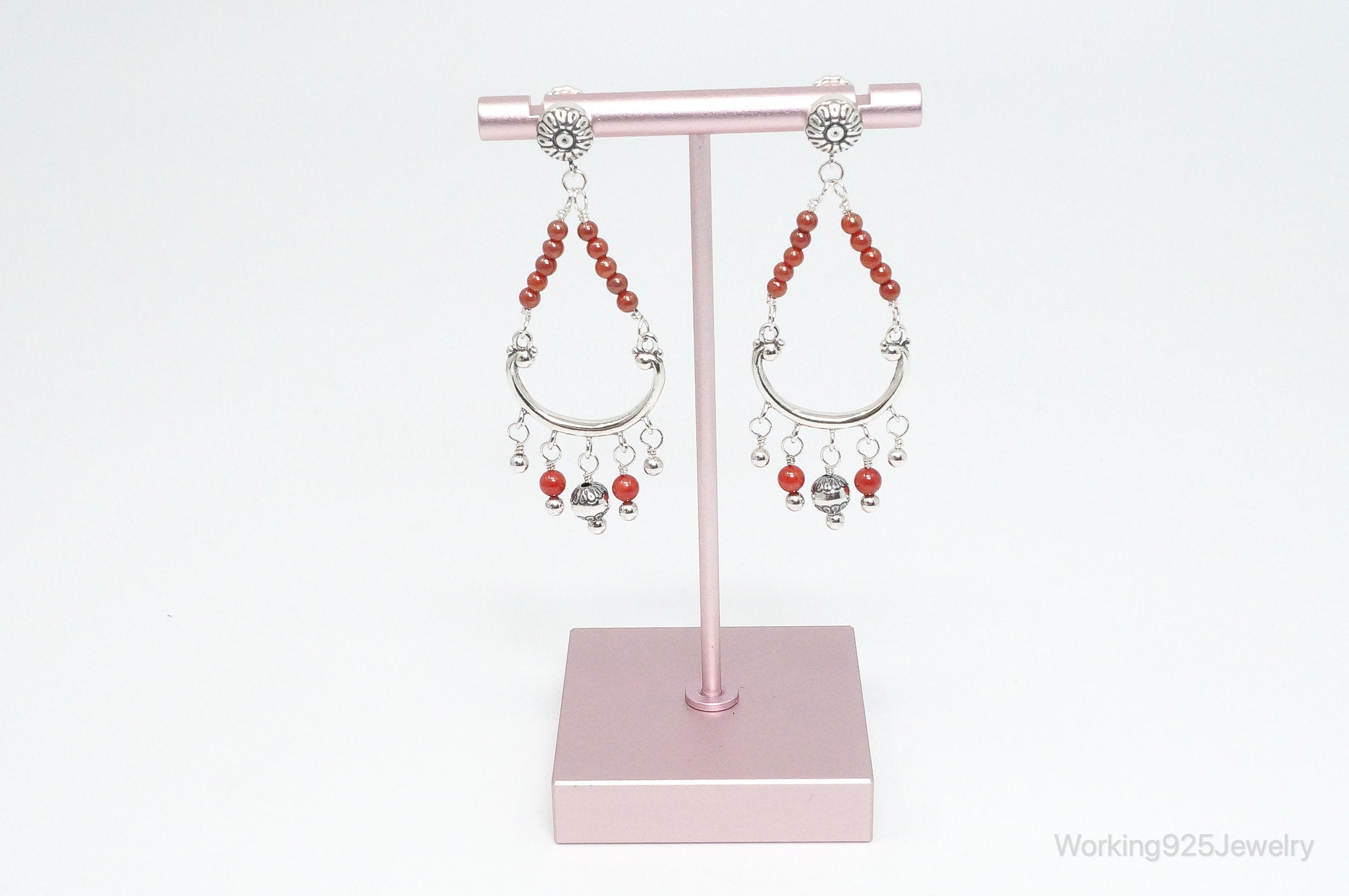 Native Designer Carolyn Pollack Relios Red Jasper Sterling Silver Earrings