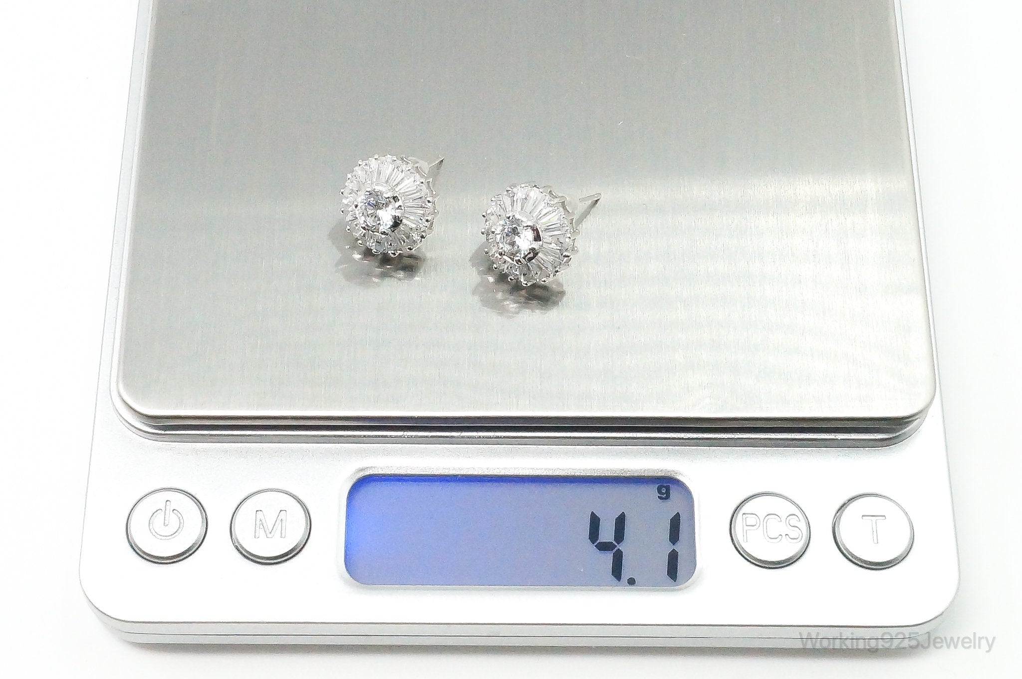 Designer Cubic Zirconia Sterling Silver Stud Post Earrings