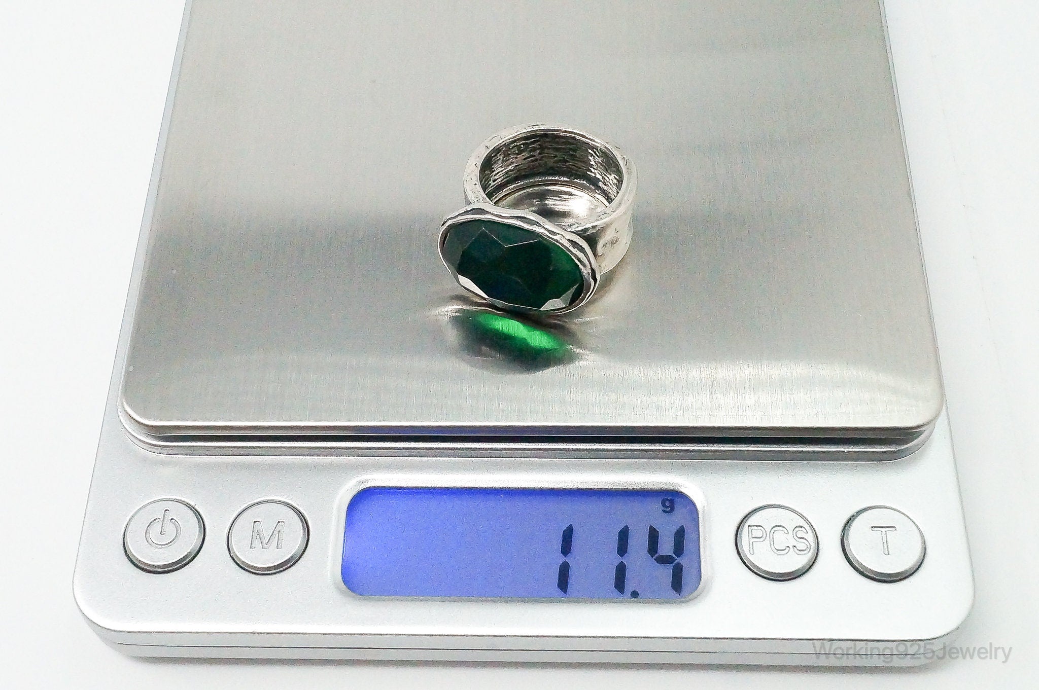 Didae Large Green Quartz Sterling Silver Ring - Size 7