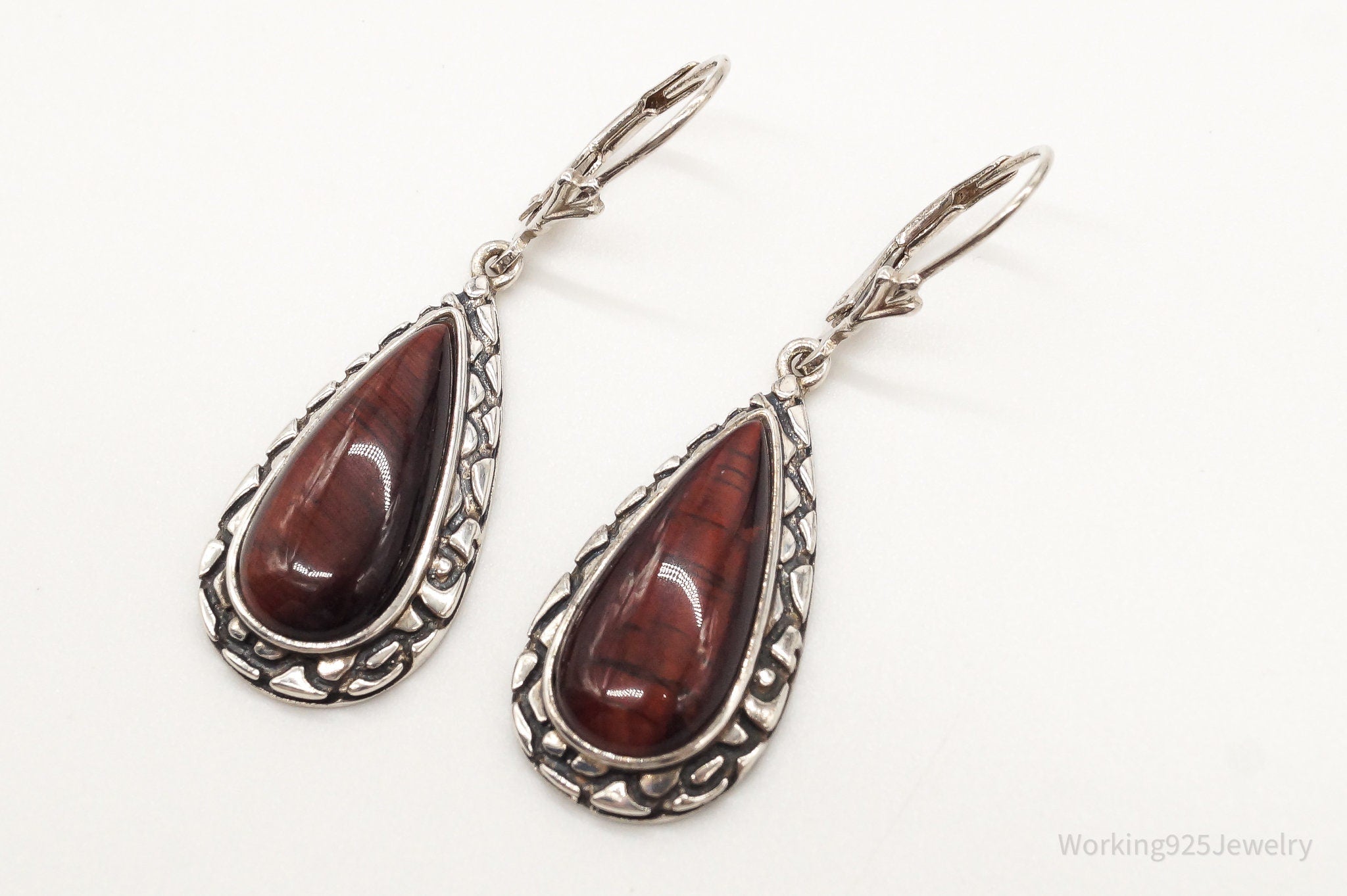 Designer Whitney Kelly WK Red Tigers Eye Sterling Silver Earrings