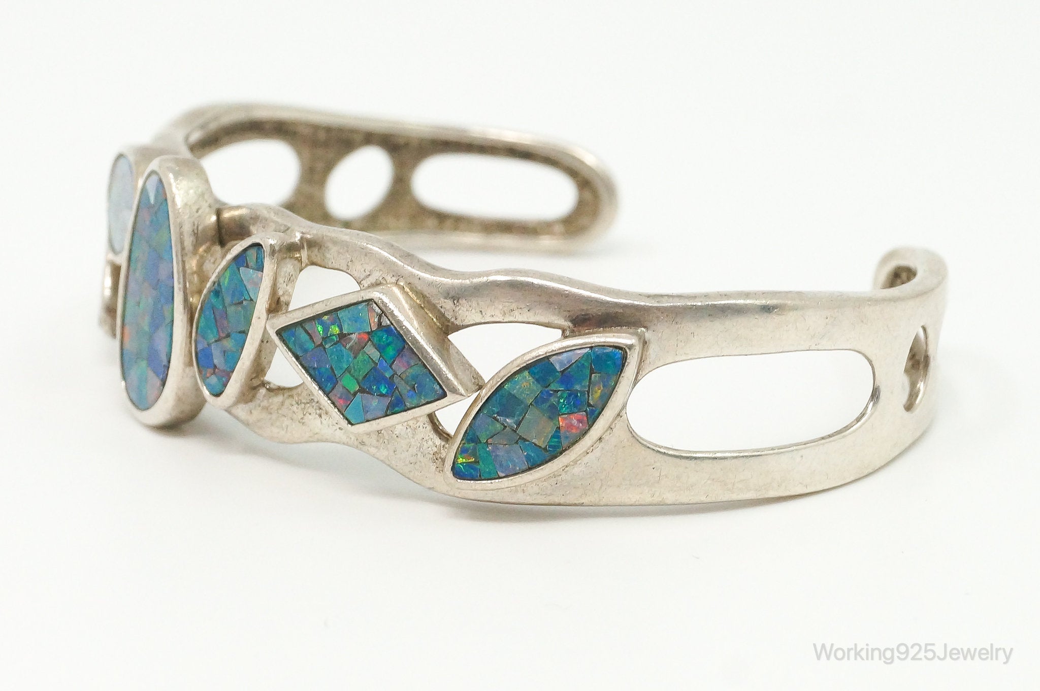 Vintage Designer Whitney Kelly WK Blue Fire Opal Sterling Silver Bracelet