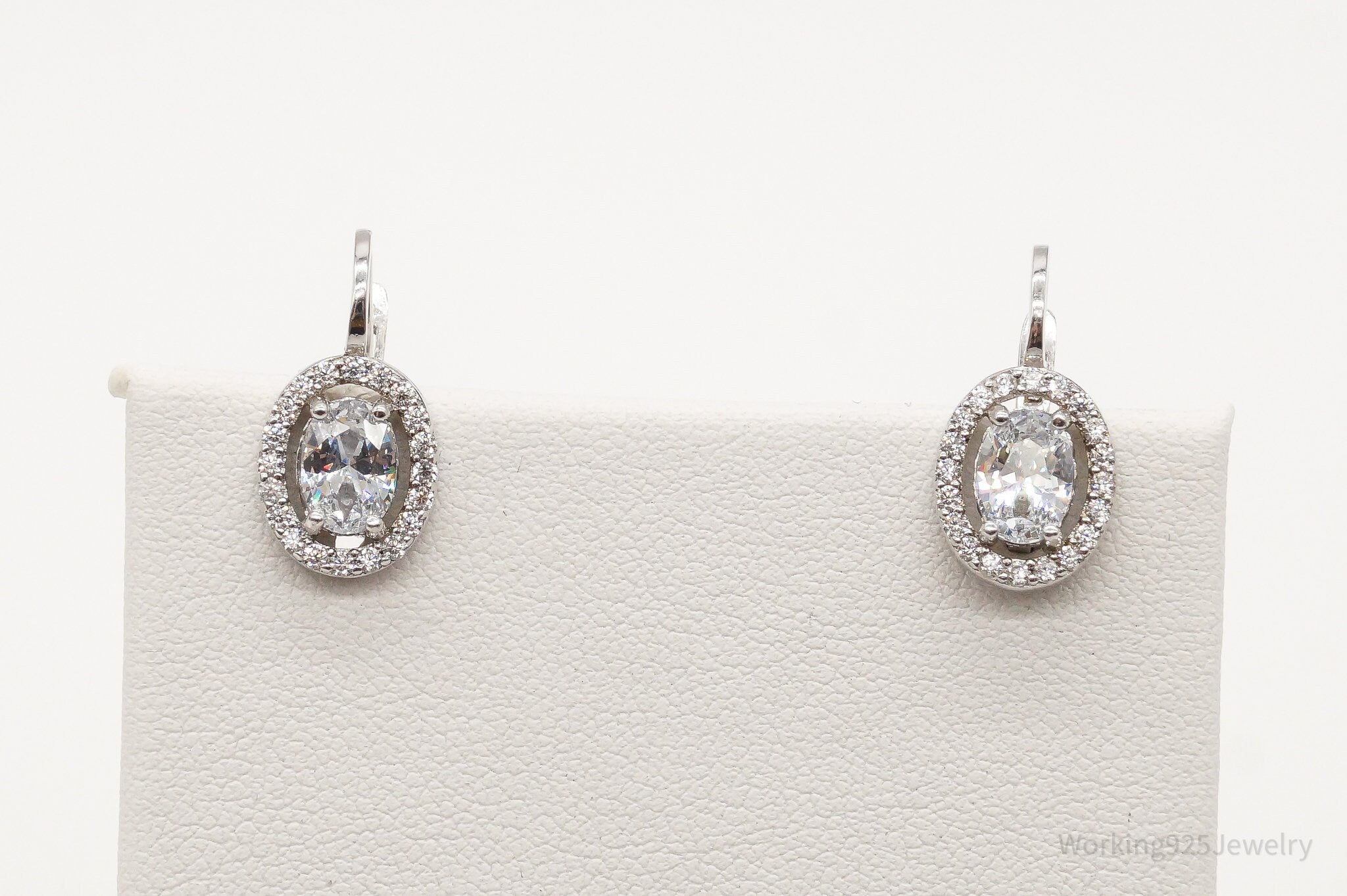 Vintage Cubic Zirconia Sterling Silver Earrings