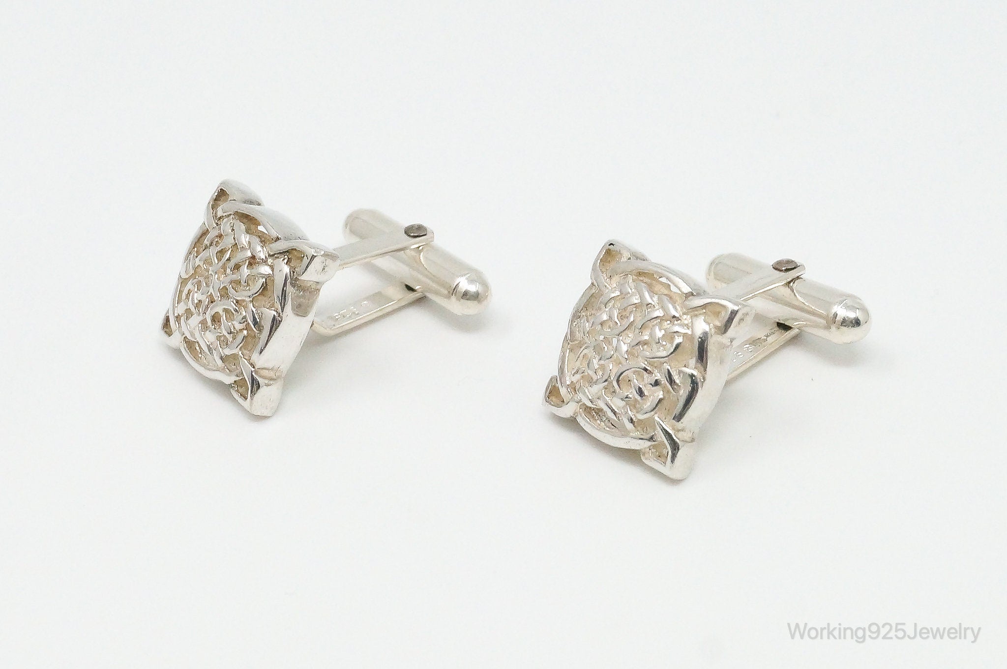 Vintage Celtic Knot Sterling Silver Cuff Links