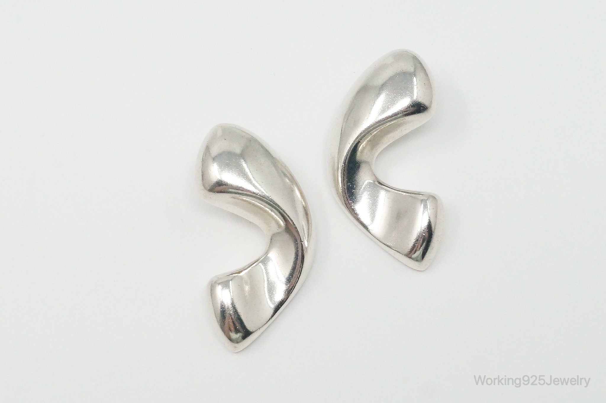 Rare Large Vintage Modernist Inger K. Sterling Silver Earrings