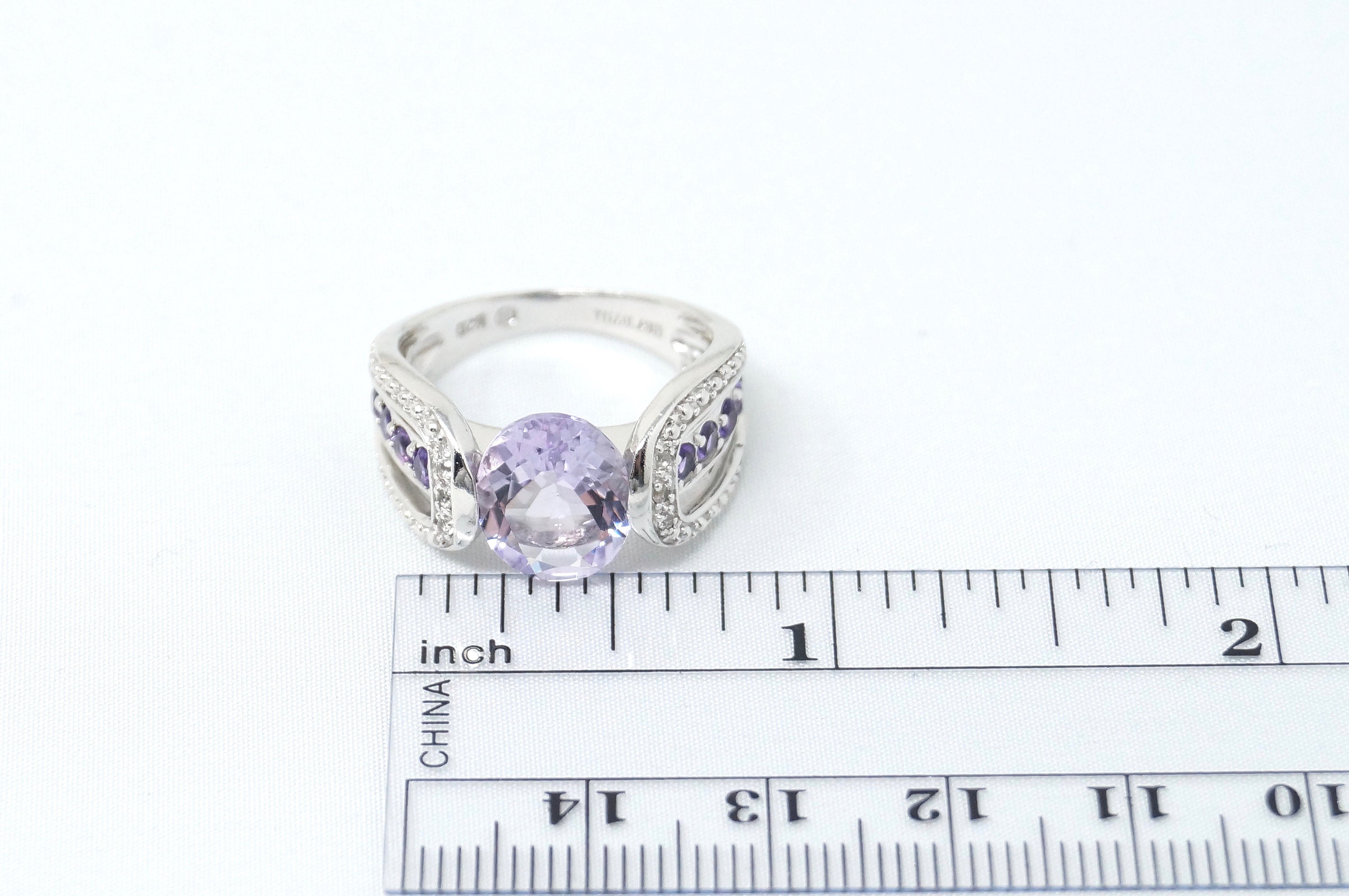 Vintage Designer Amethyst Cz Art Deco Style Sterling Silver Statement Ring Sz 7