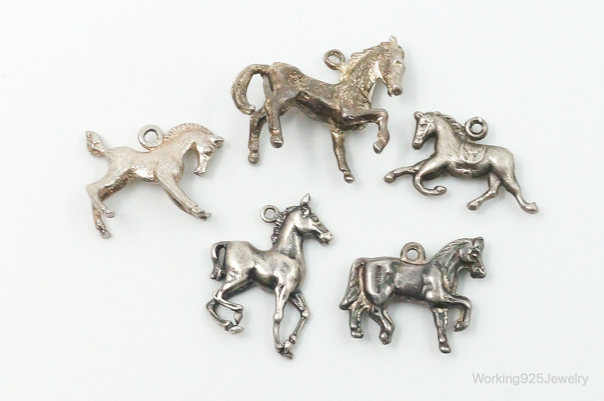 Vintage Antique Horses Sterling Silver Charms