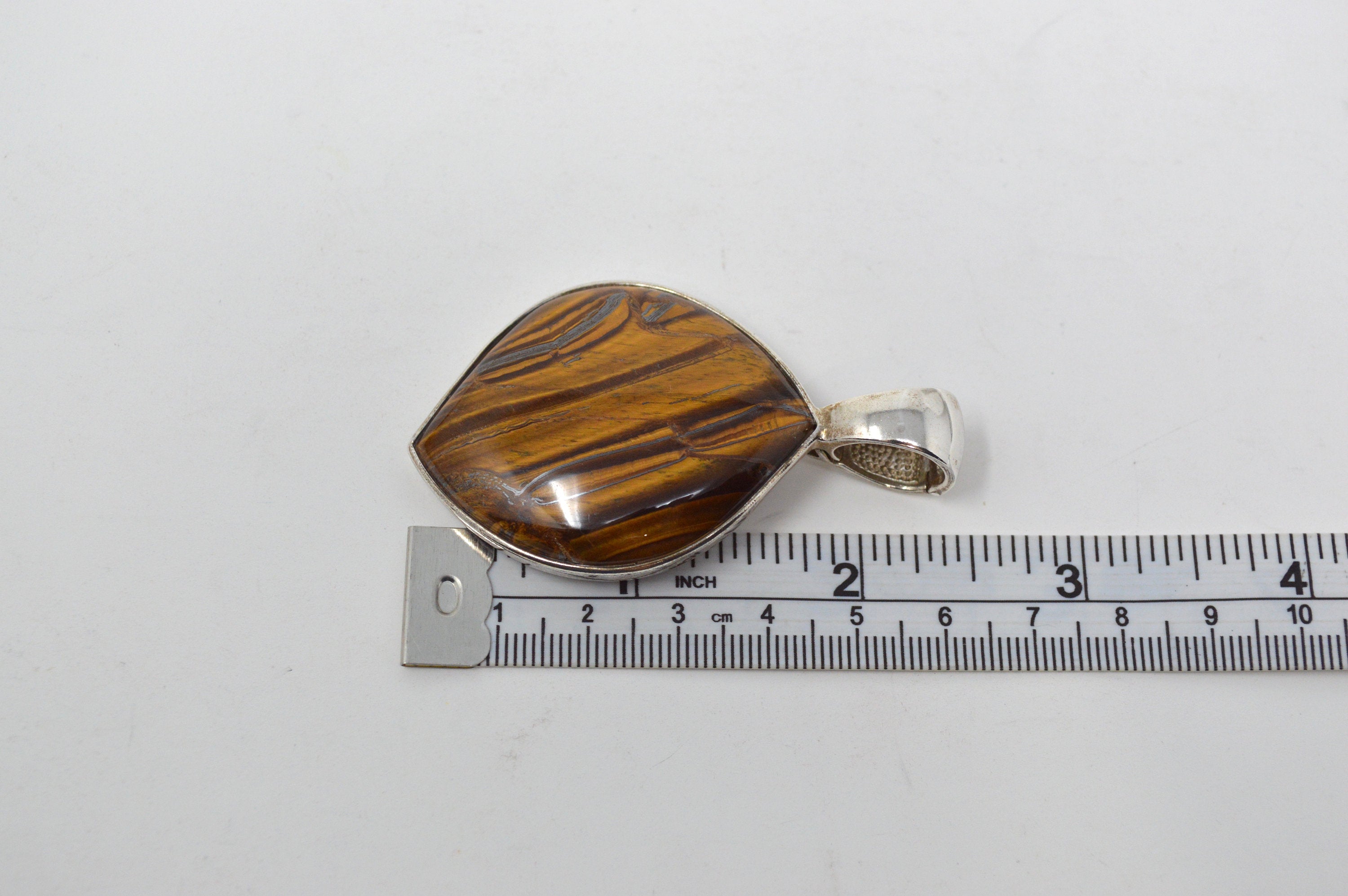 Vintage Designer Whitney Kelly WK Tigers Eye Sterling Silver Necklace Pendant