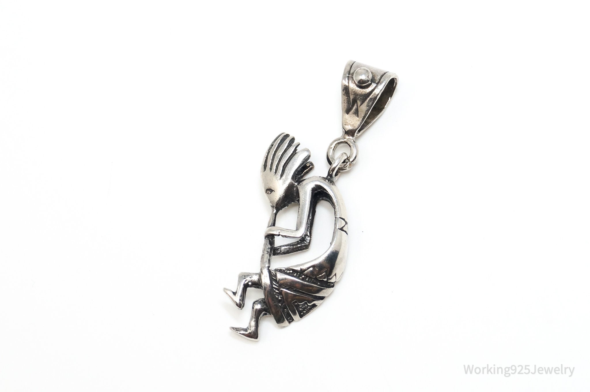 Large Vintage Native American Dancing Kokopelli Sterling Silver Pendant