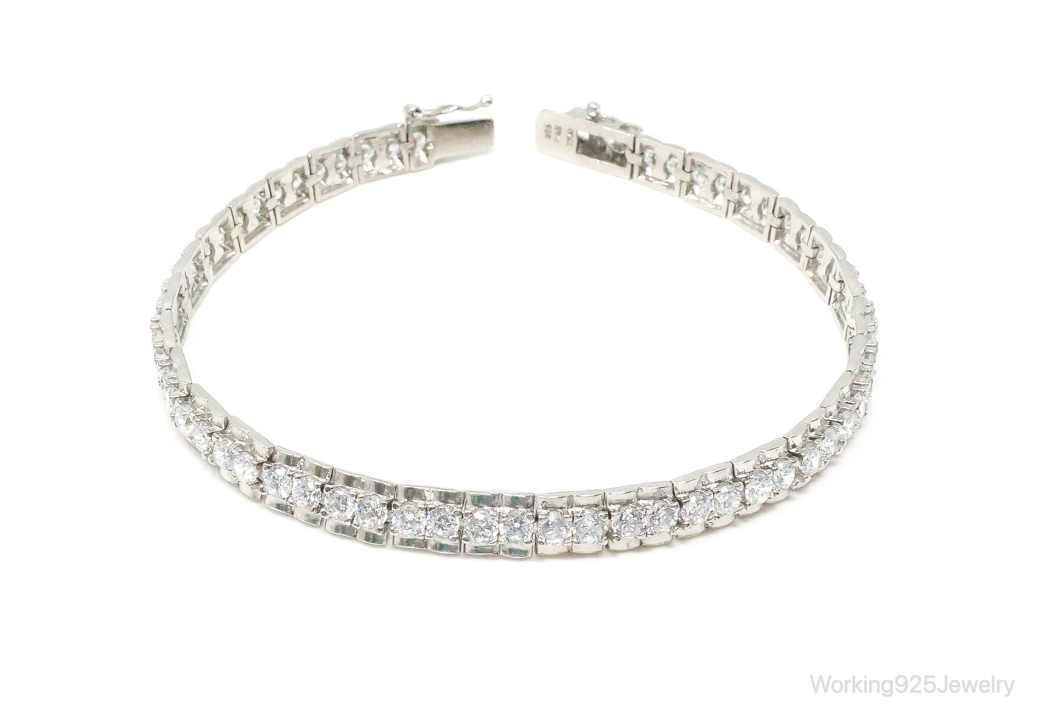 Vintage Designer FAS Cubic Zirconia Sterling Silver Tennis Bracelet