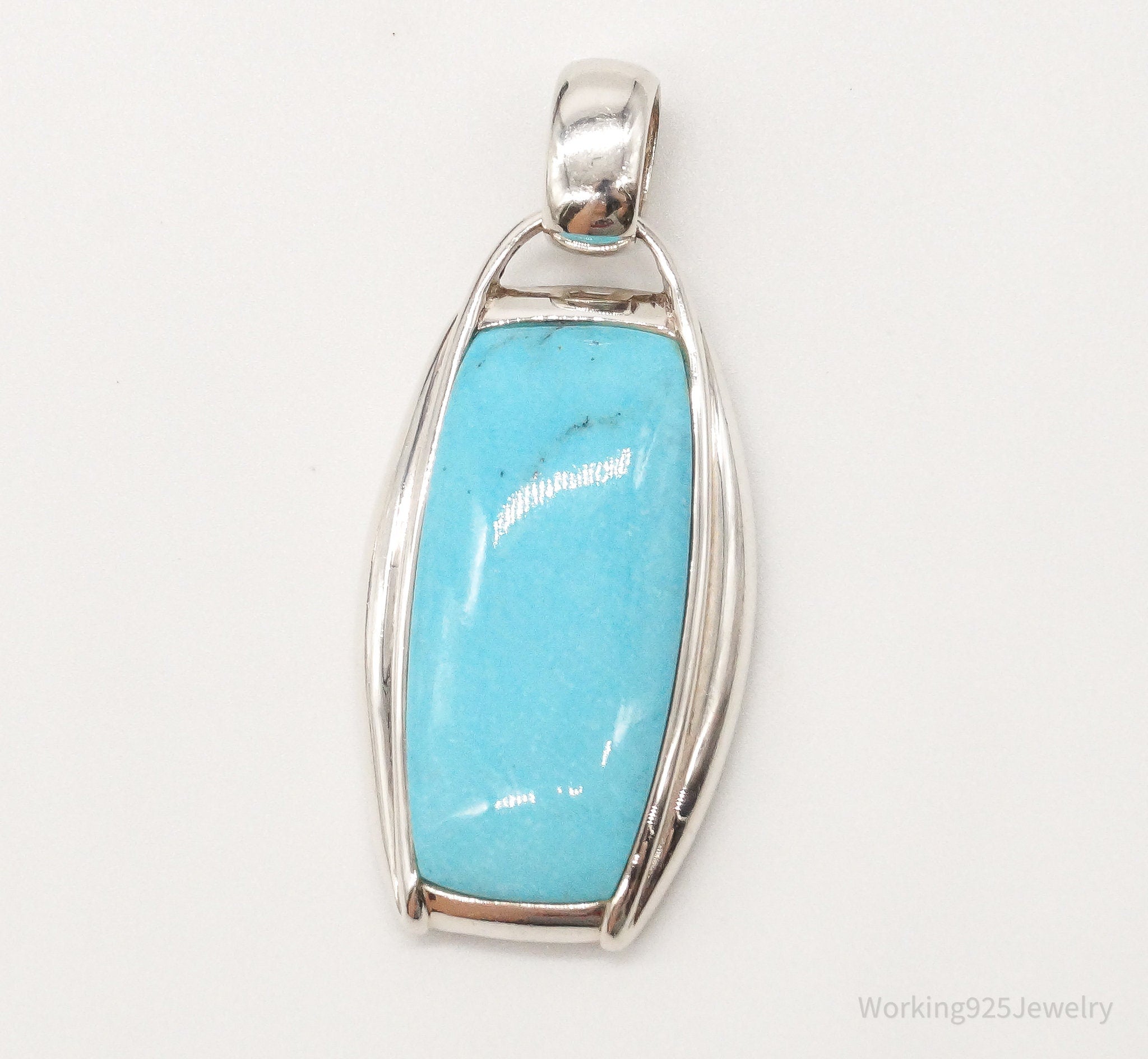 Large Designer SX Turquoise Sterling Silver Pendant