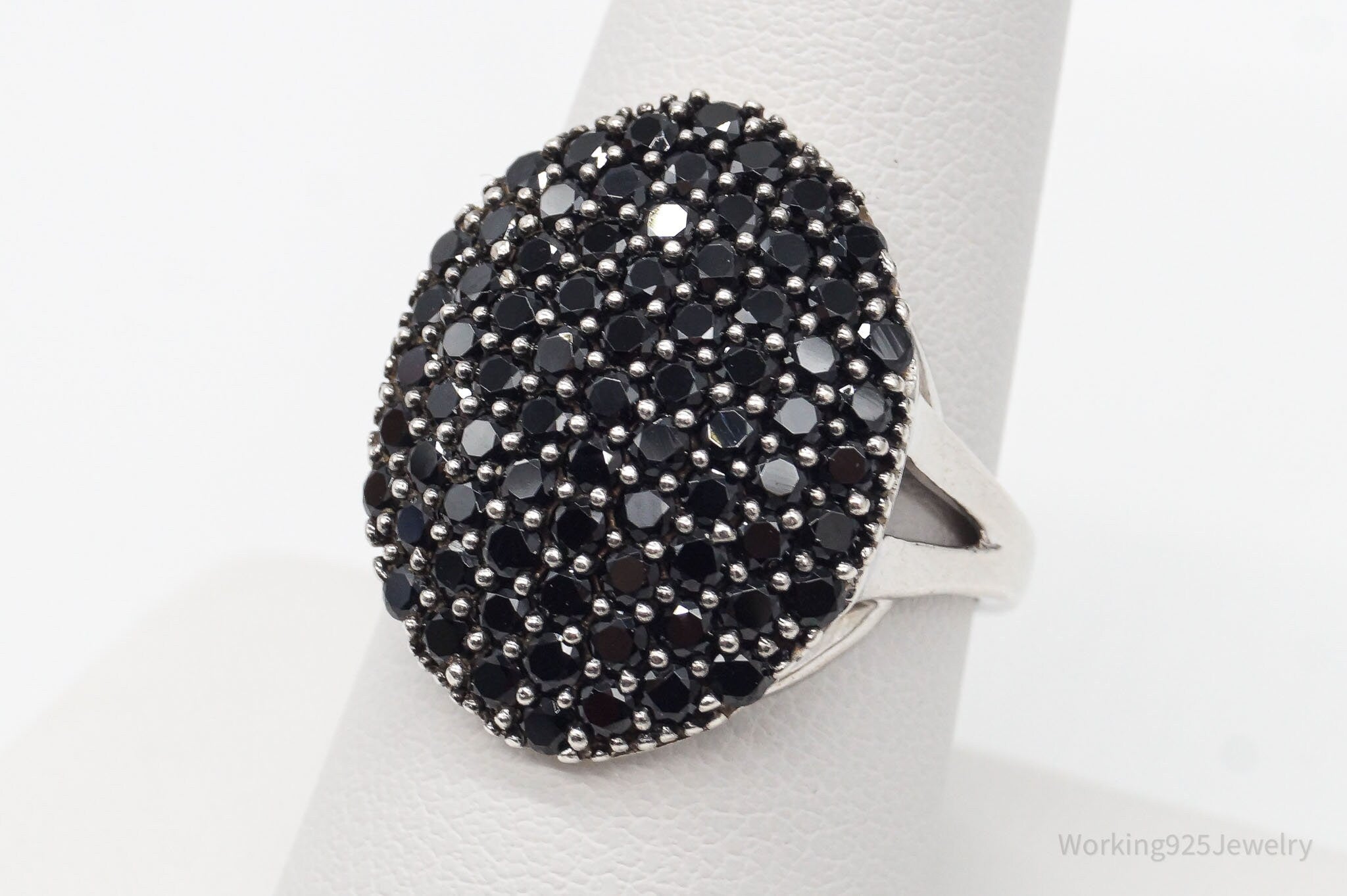 Vintage Designer KHR Black Spinel Sterling Silver Ring - Size 8.75