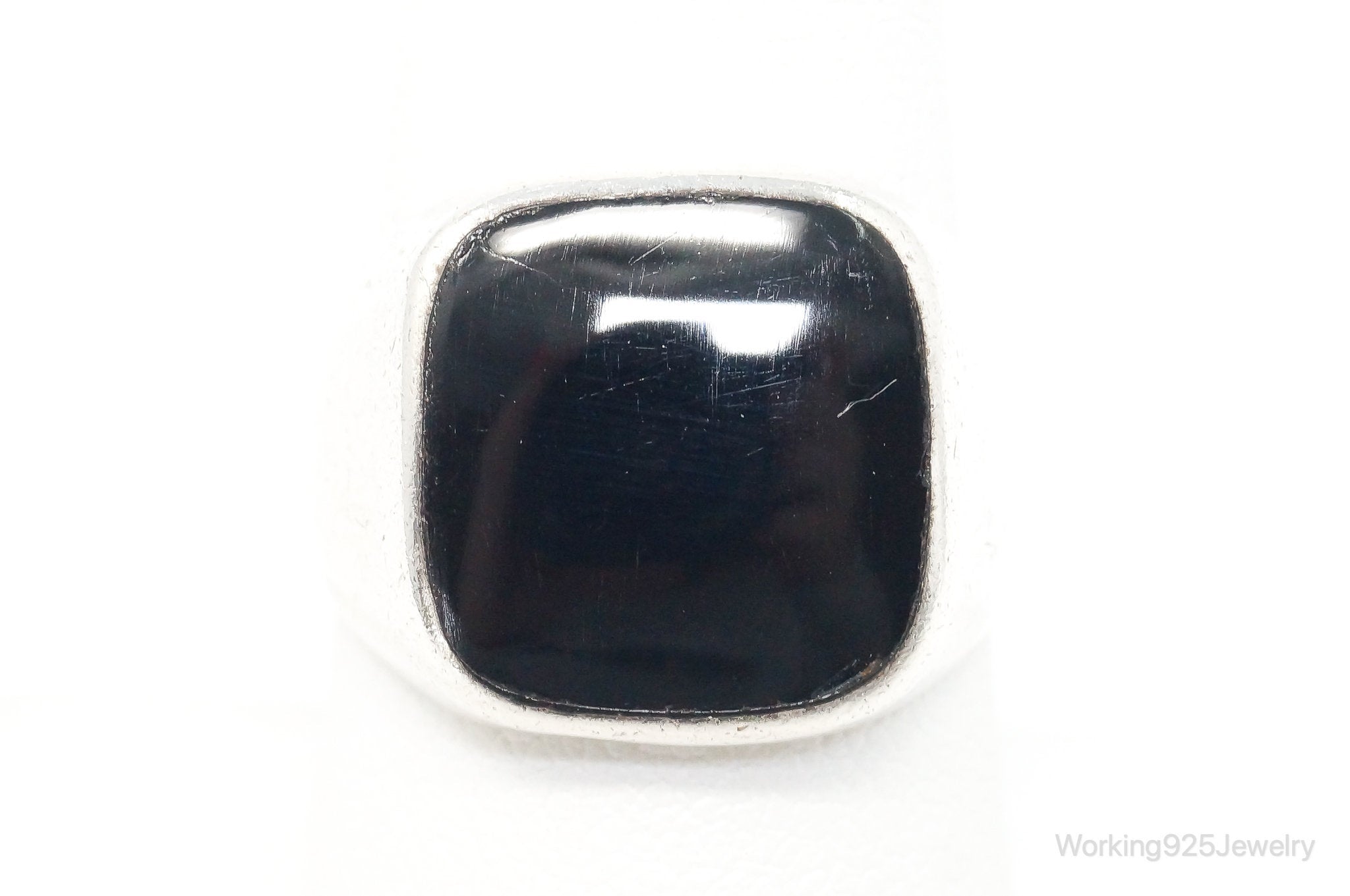 Vintage Designer BOMA Modern Black Onyx Sterling Silver Ring - Size 7.5