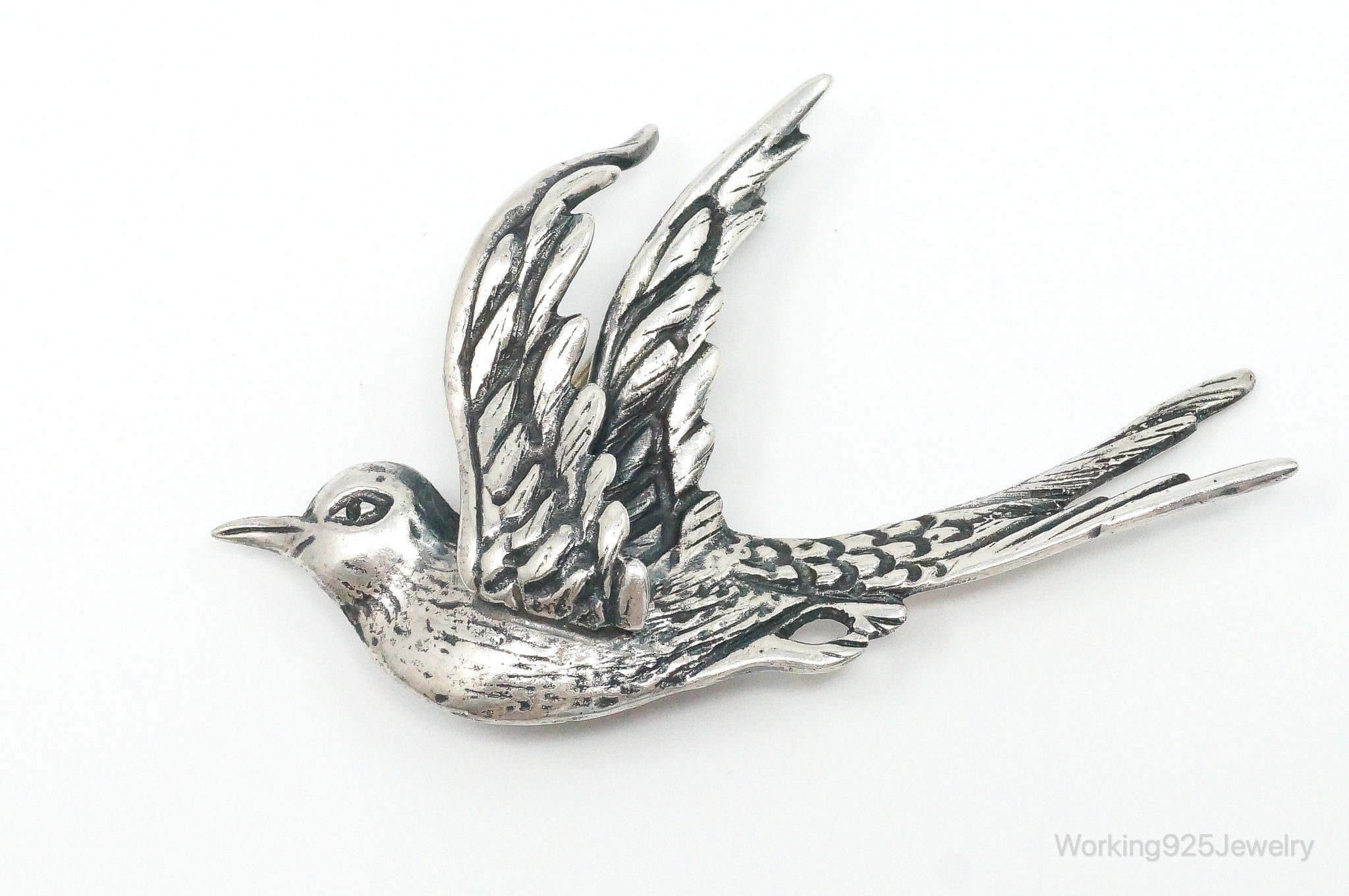 Rare Large Vintage Designer DUNEZ Bird Sterling Silver Brooch Pin