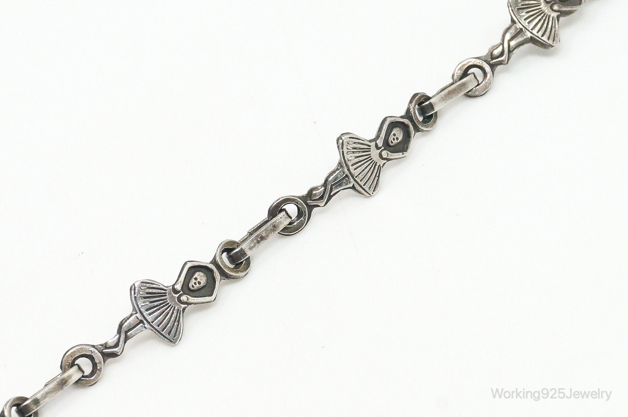 Antique Sterling Silver Dancing Ballerinas Chain Bracelet