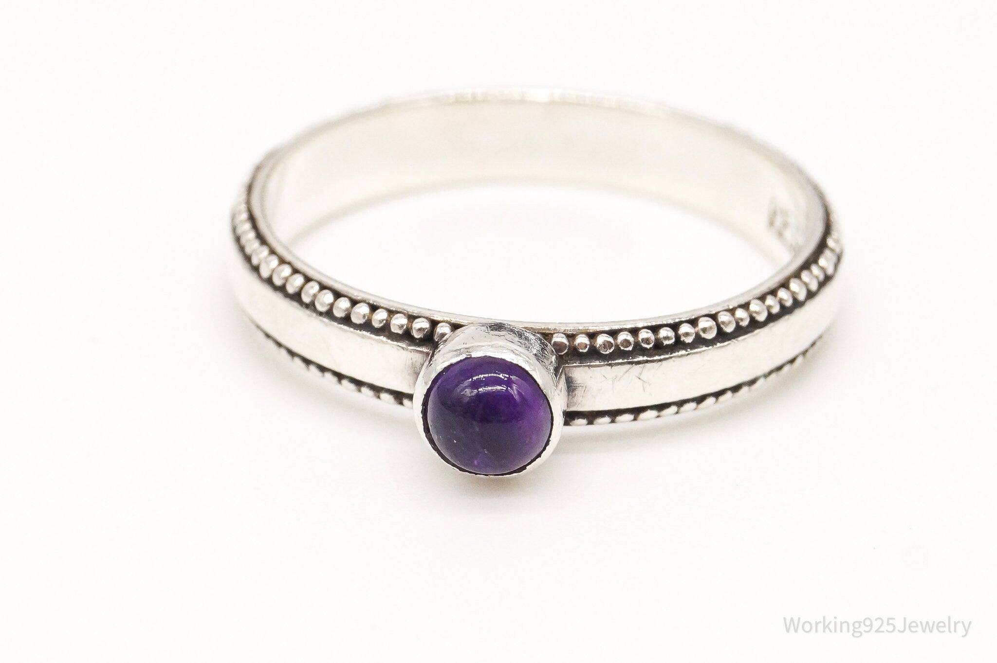 Vintage Amethyst Sterling Silver Ring - Size 8.75