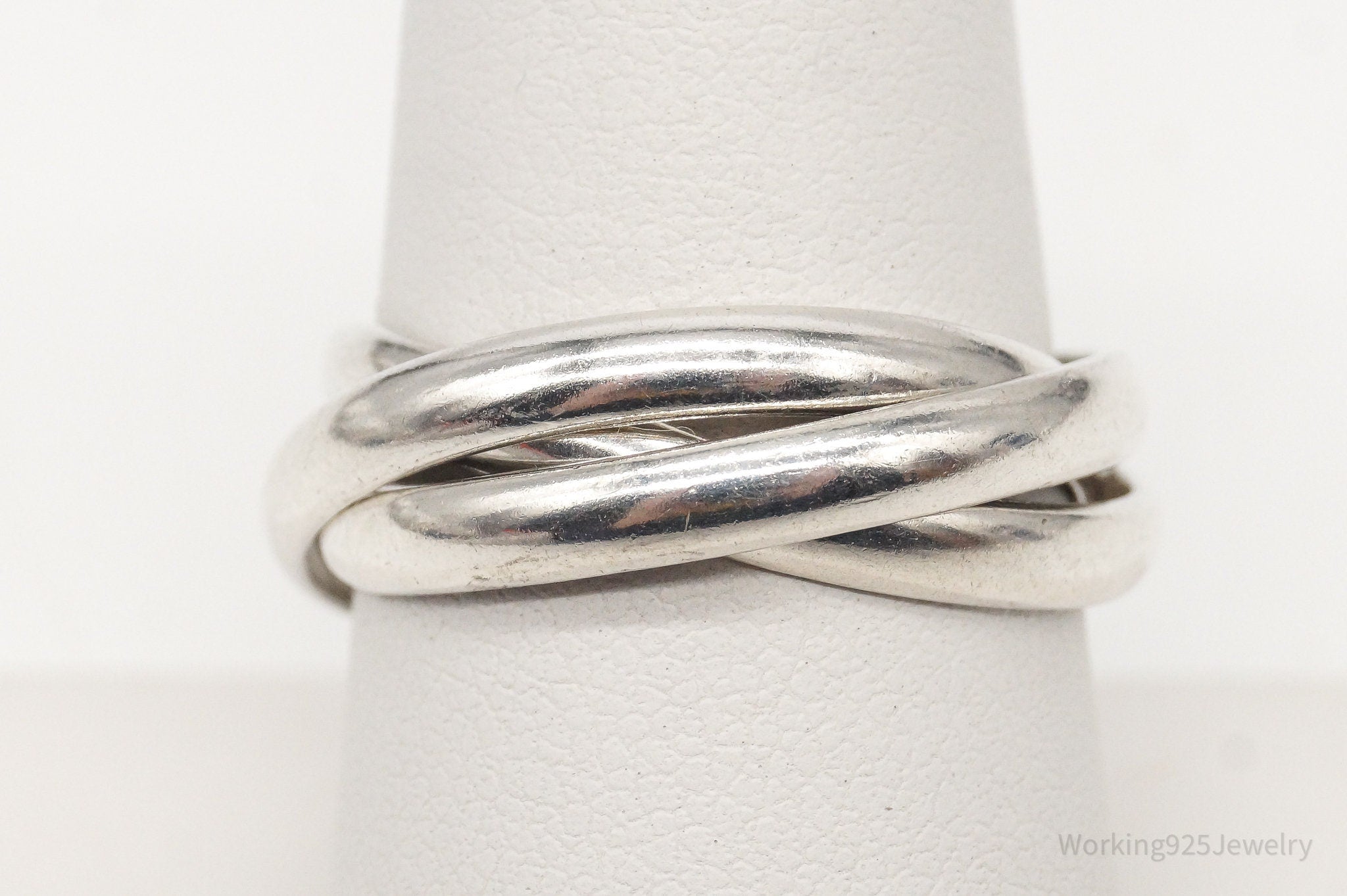 Vintage Intertwined Sleek Modern Sterling Silver Ring - Size 7