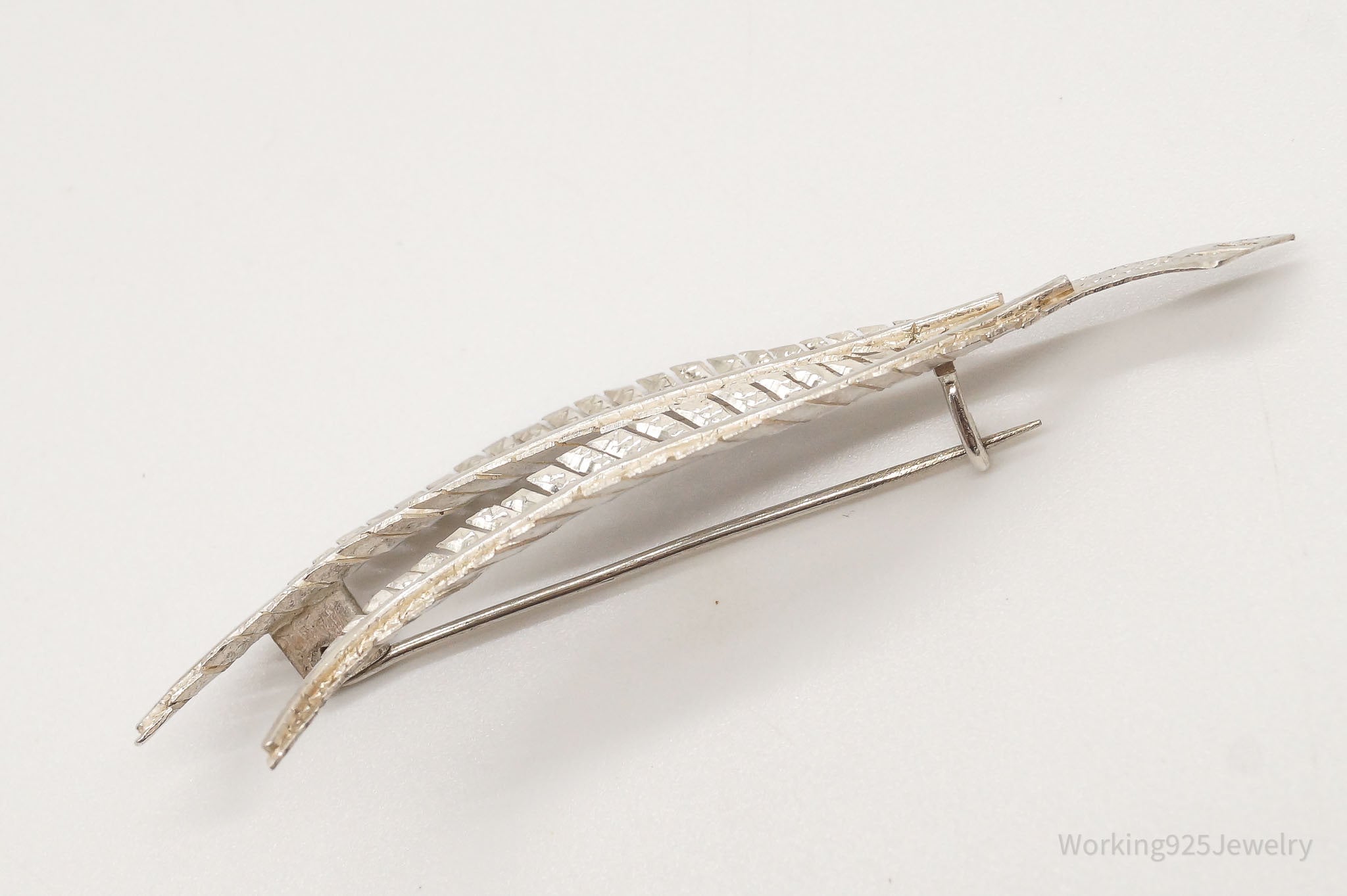 Antique Silver Floral Leaf Brooch Pin