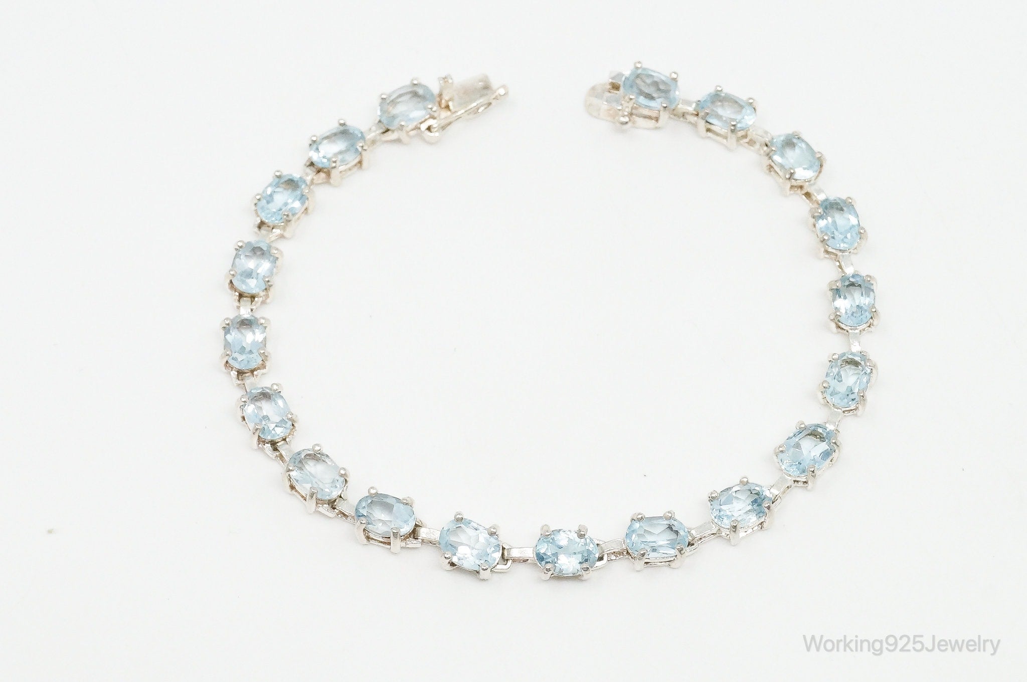 Vintage Blue Topaz Sterling Silver Bracelet