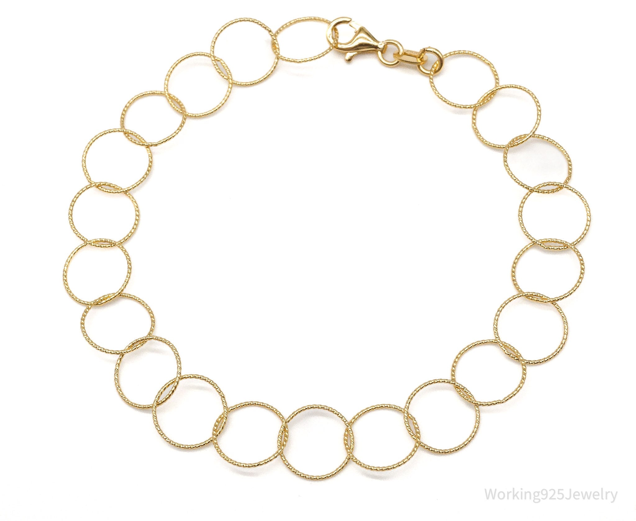 Vintage Danecraft Circle Chain Link Gold Vermeil Sterling Silver Bracelet