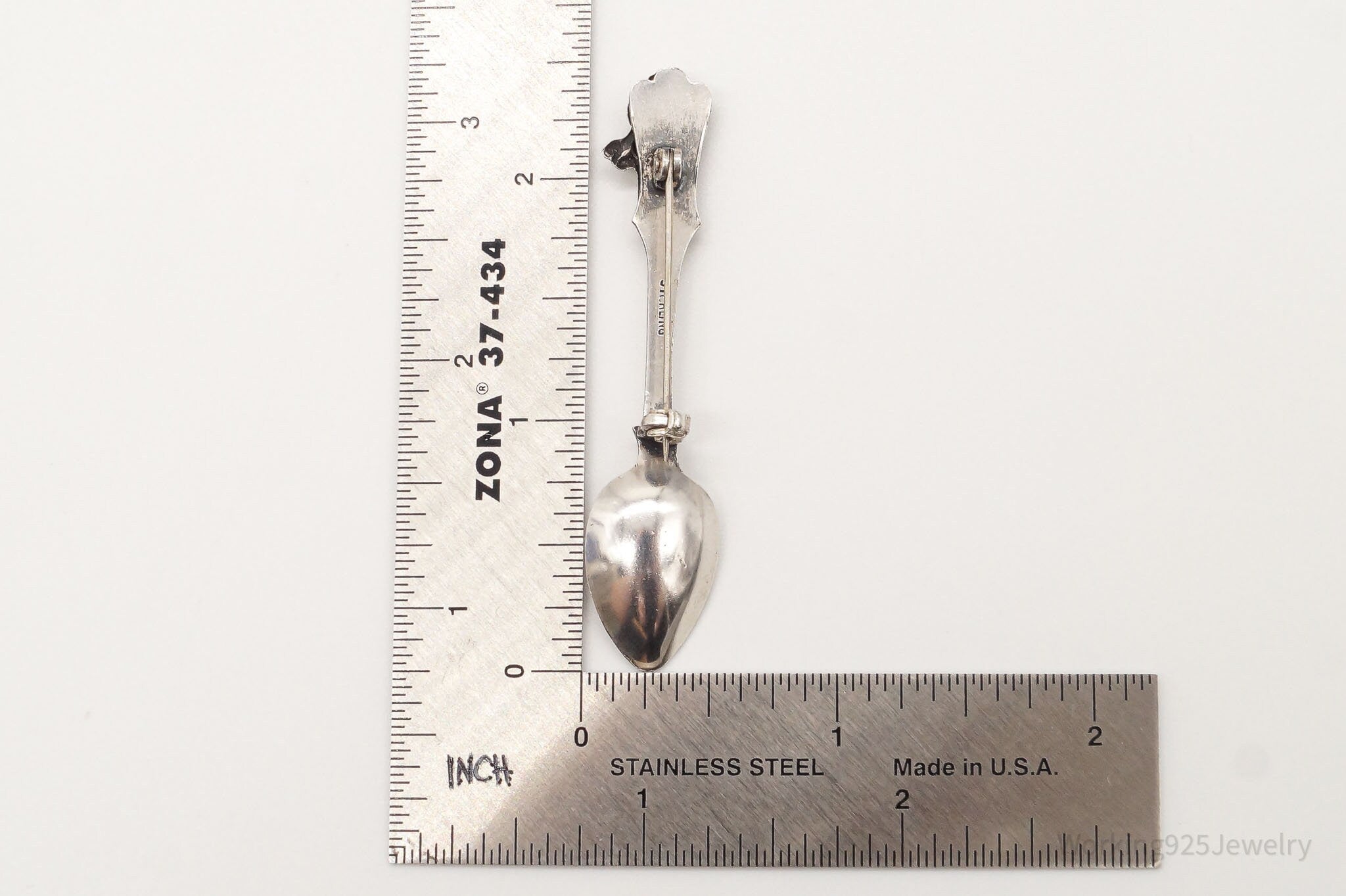 Antique Cherub Sterling Silver Spoon Brooch Pin